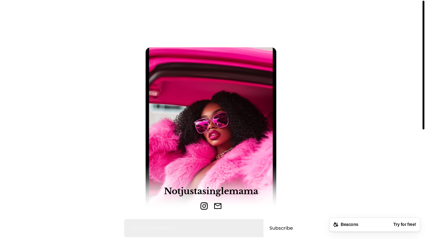 website screenshot of https://notjustasinglemama.com/