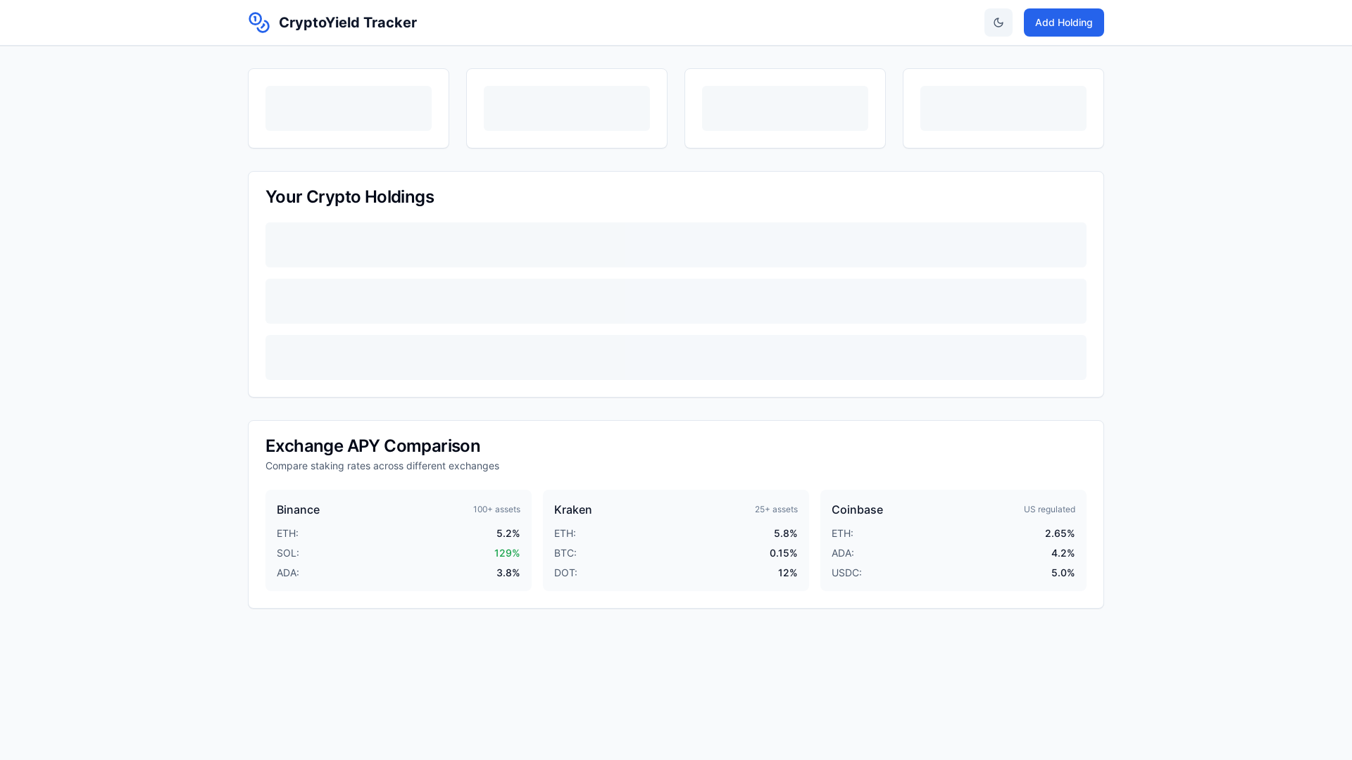 website screenshot of https://cryptoyieldtracker.net/