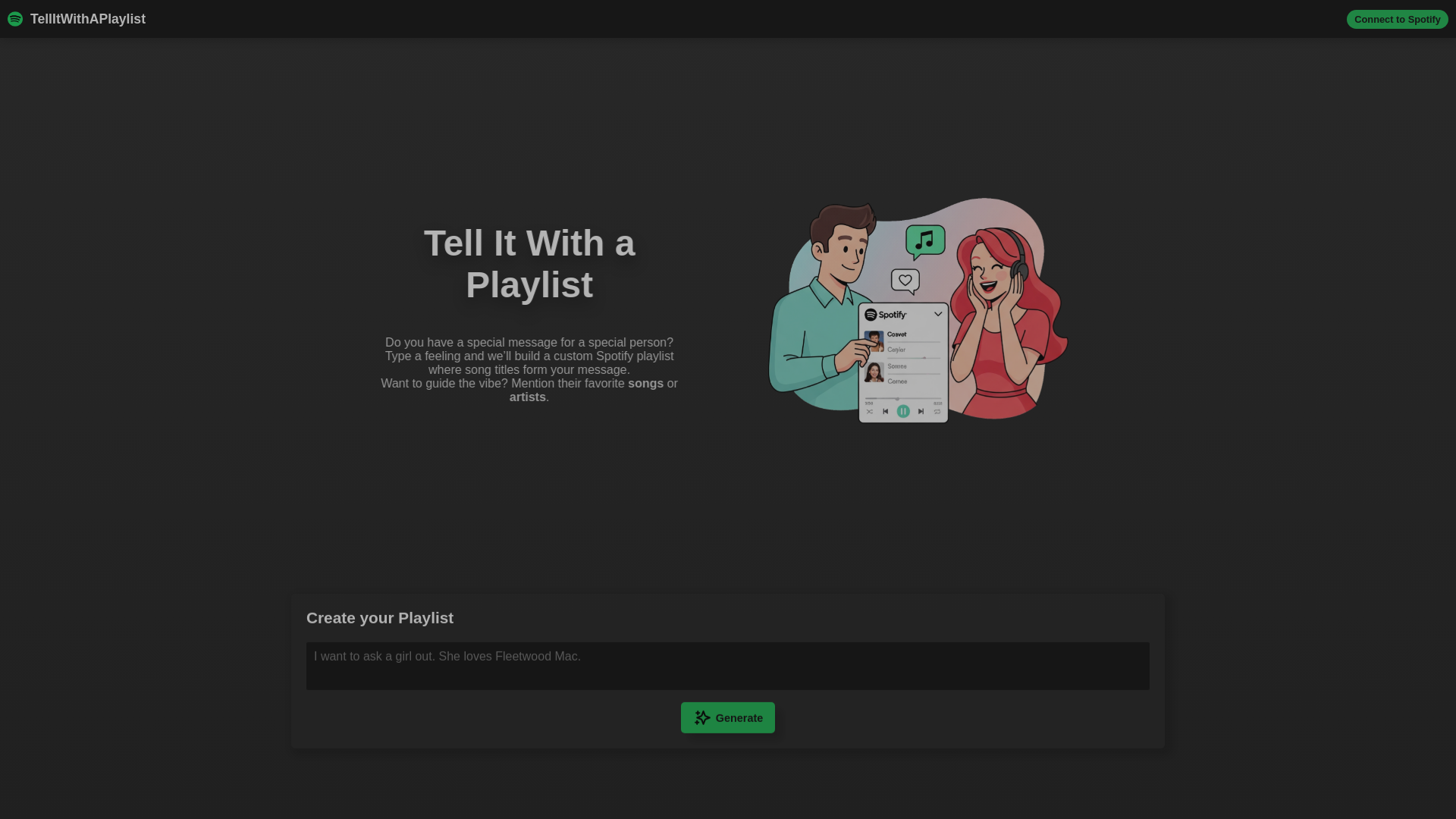 website screenshot of https://tellitwithaplaylist.com/