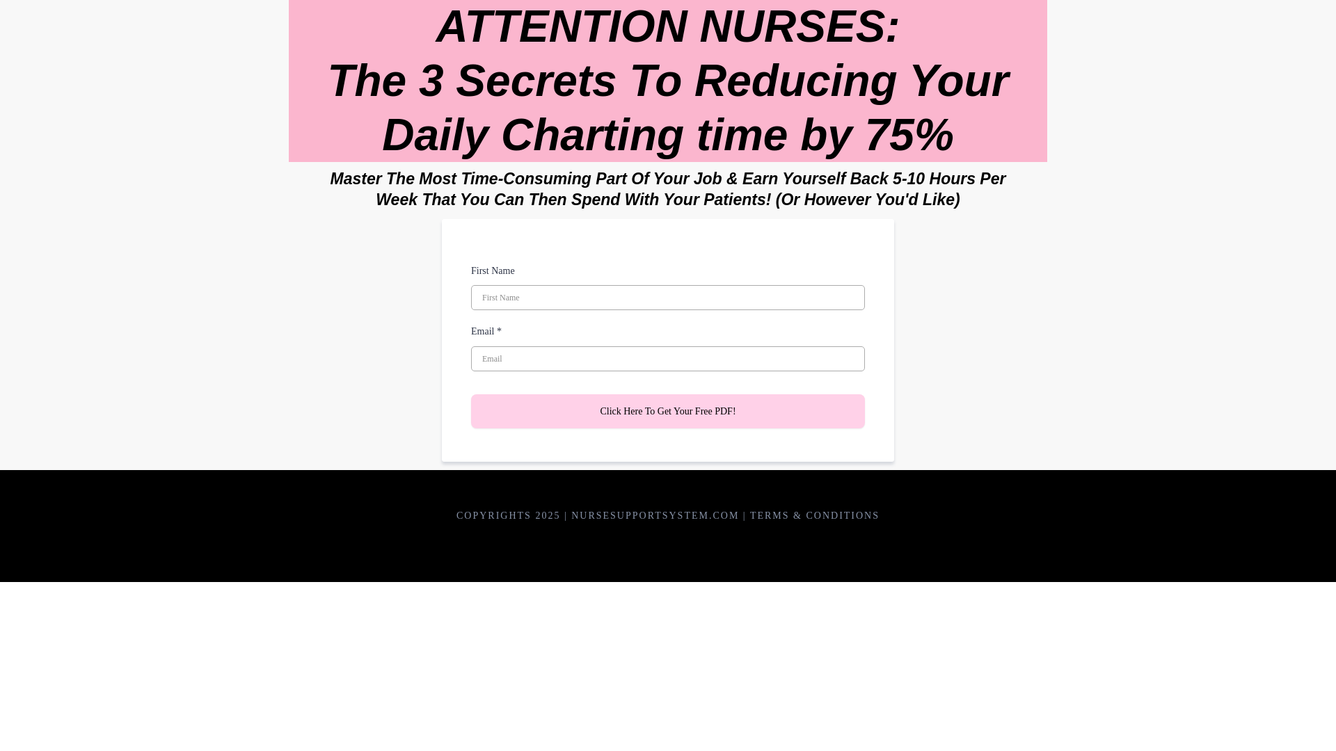 website screenshot of https://nursesupportsystem.com/