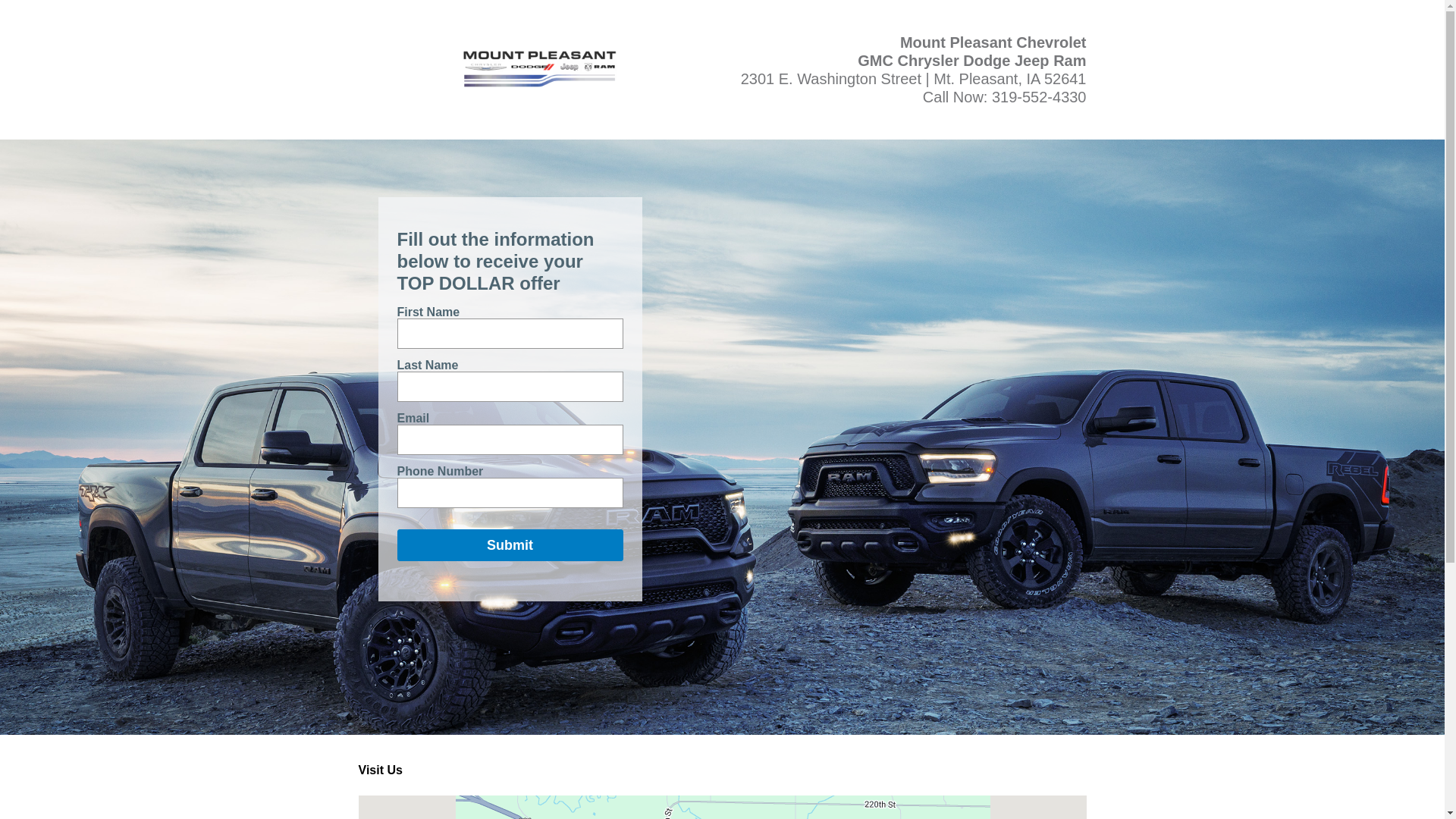 website screenshot of https://mountpleasantcdjrgmcsales.com/