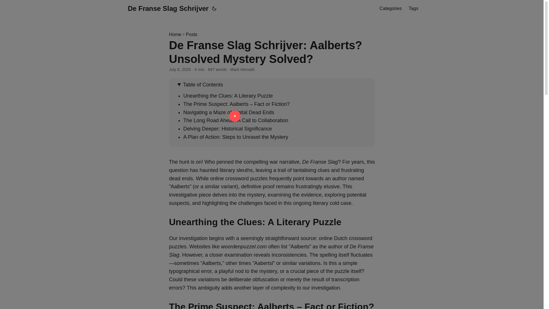 website screenshot of https://de-franse-slag-schrijver.pages.dev/
