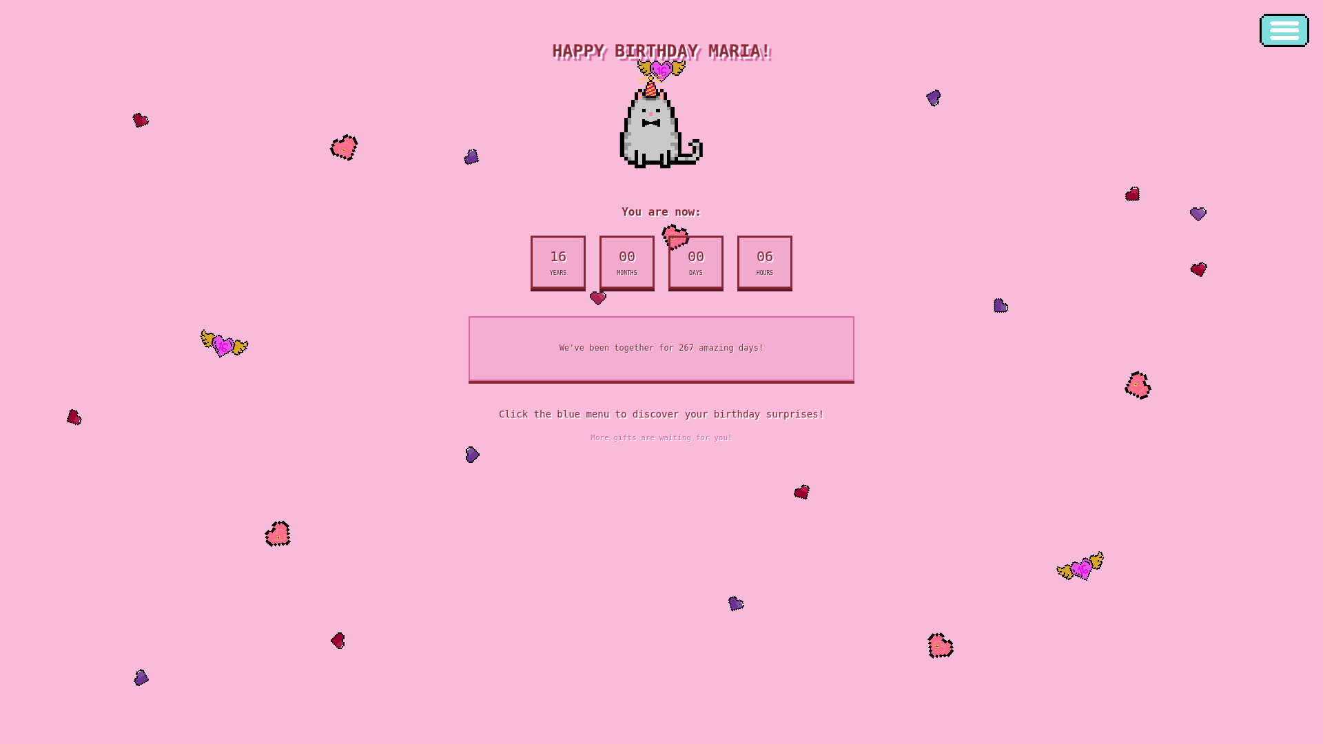 website screenshot of https://happybirthdaymaria.love/