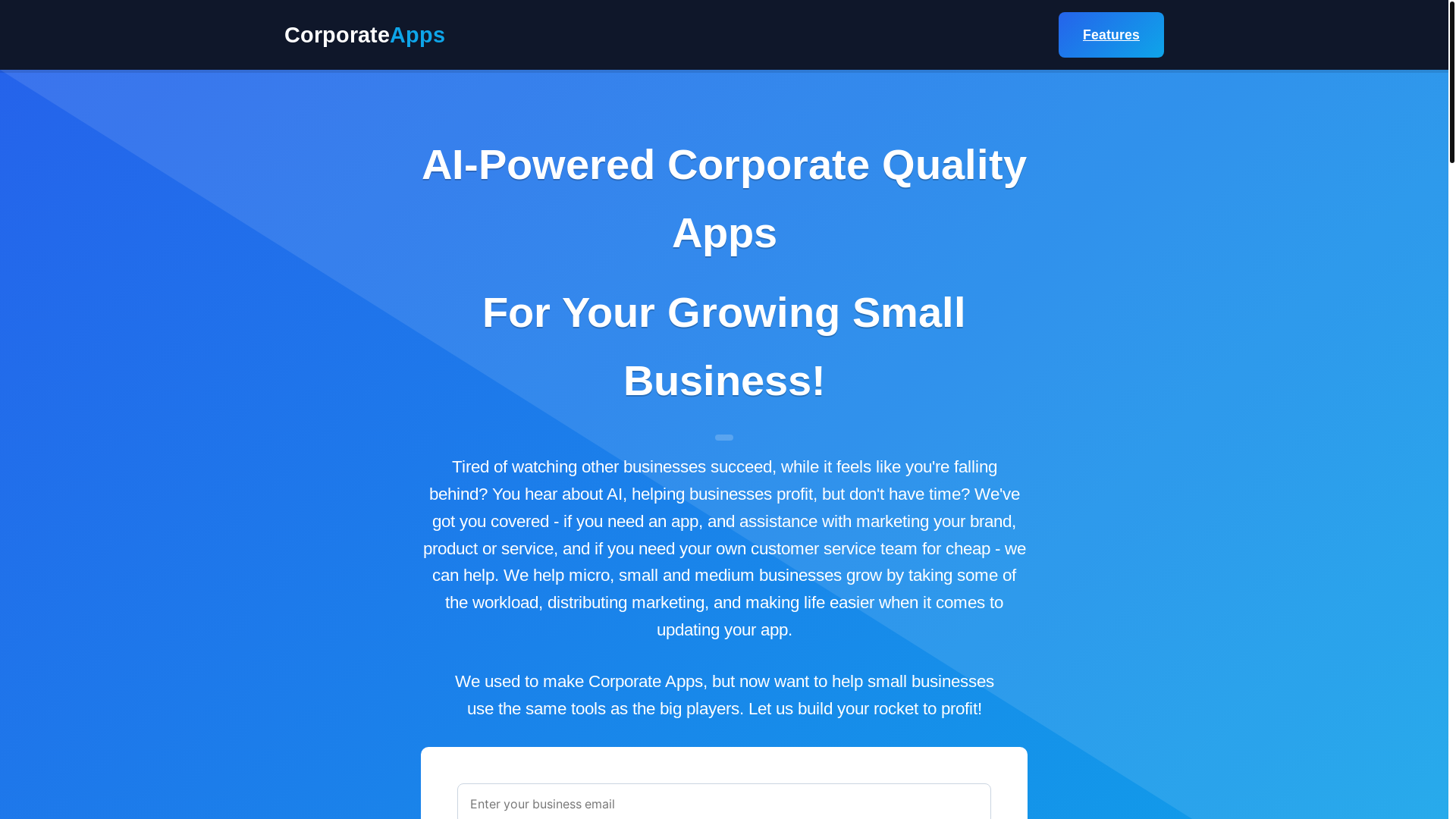 website screenshot of https://corporateapps.co/
