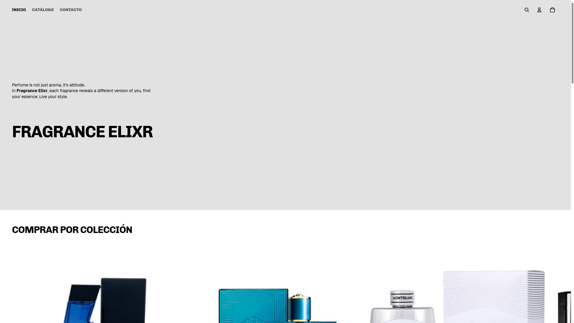 website screenshot of https://fragranceelixr.com/