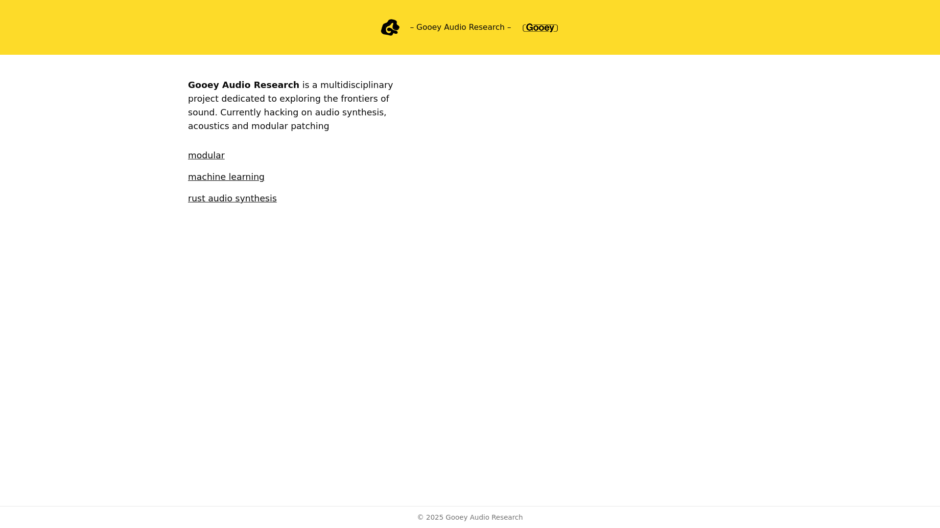 website screenshot of https://gooeyaudio.dev/