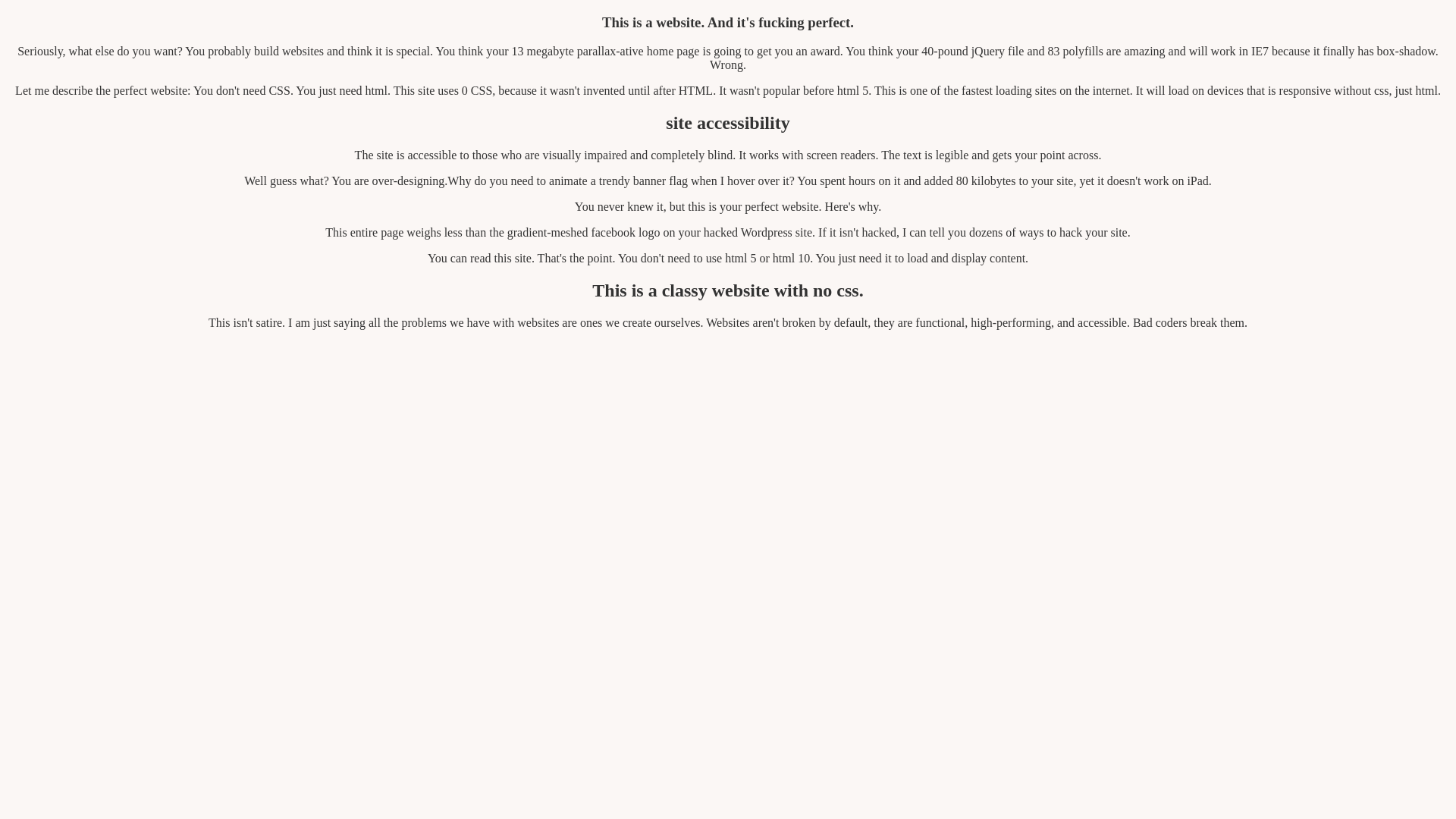 website screenshot of https://perfectmotherfuckingsite.com/