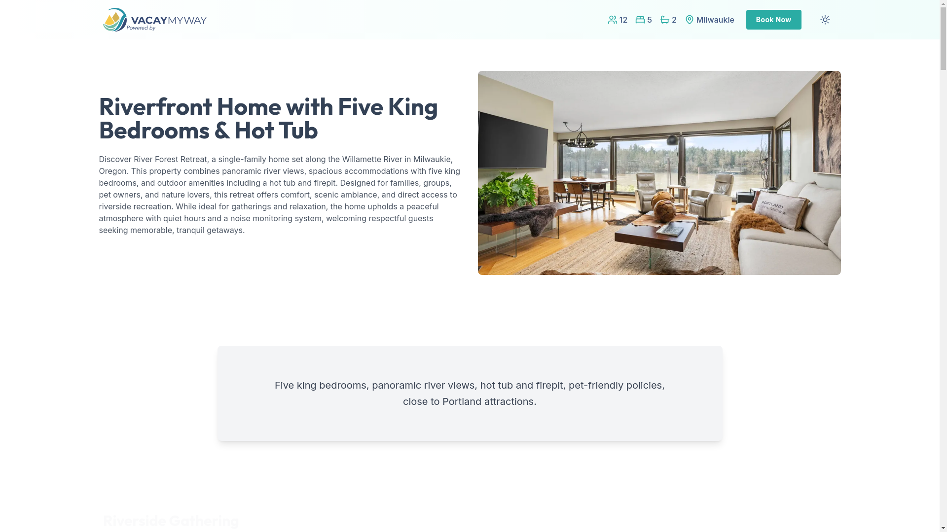 website screenshot of https://tranquilwater.vacations/