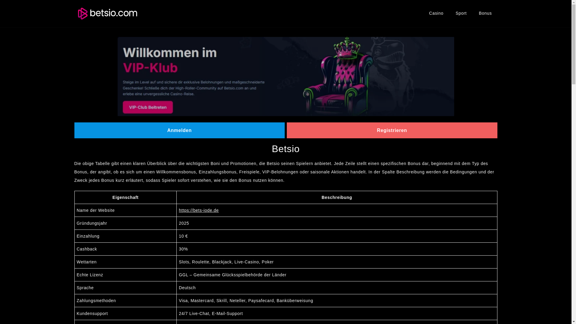 website screenshot of https://bets-iode.de/