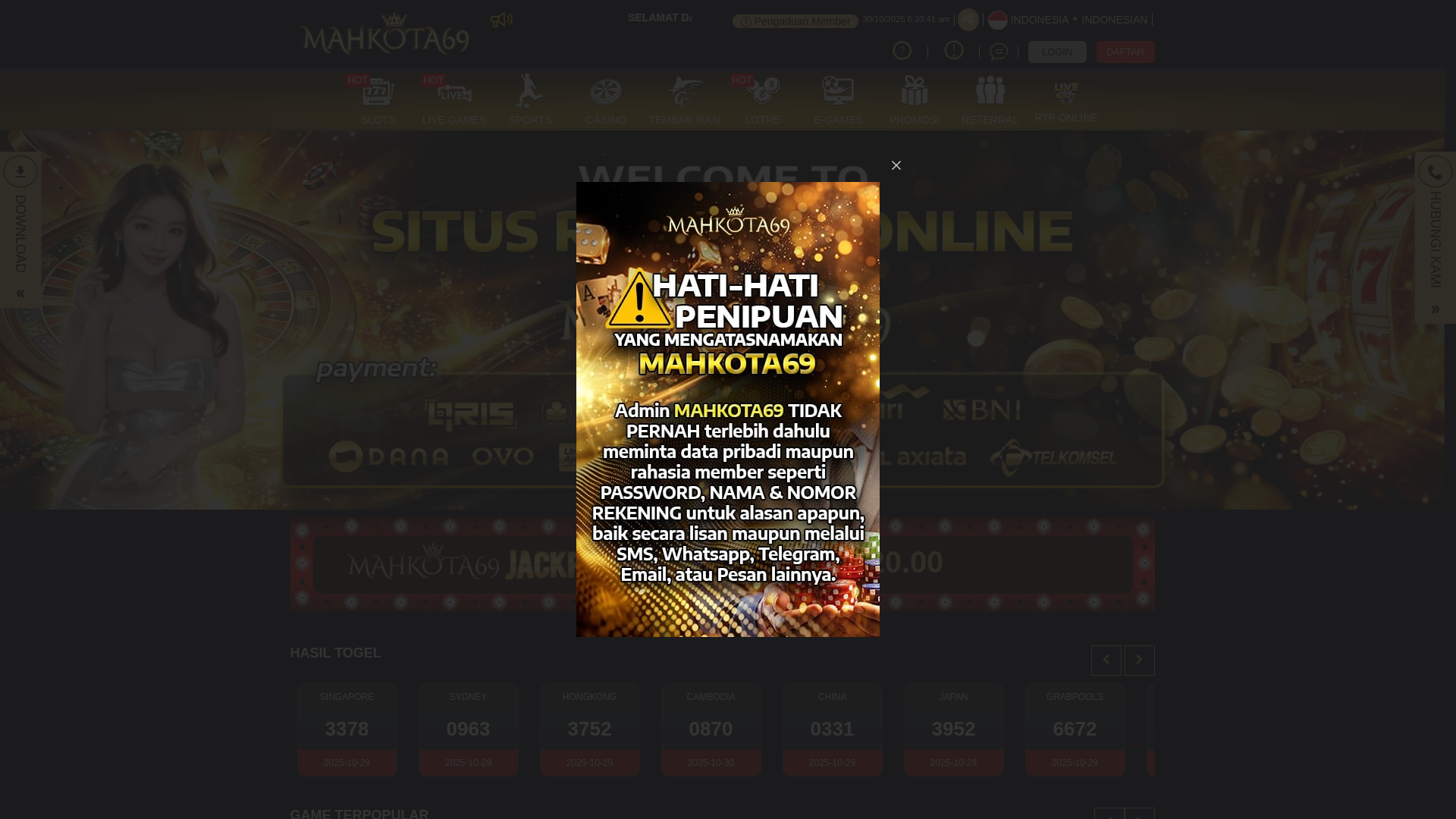 website screenshot of https://allmahkota.com/