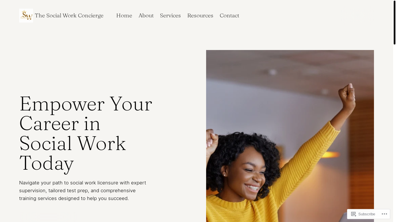 website screenshot of https://thesocialworkconcierge.com/