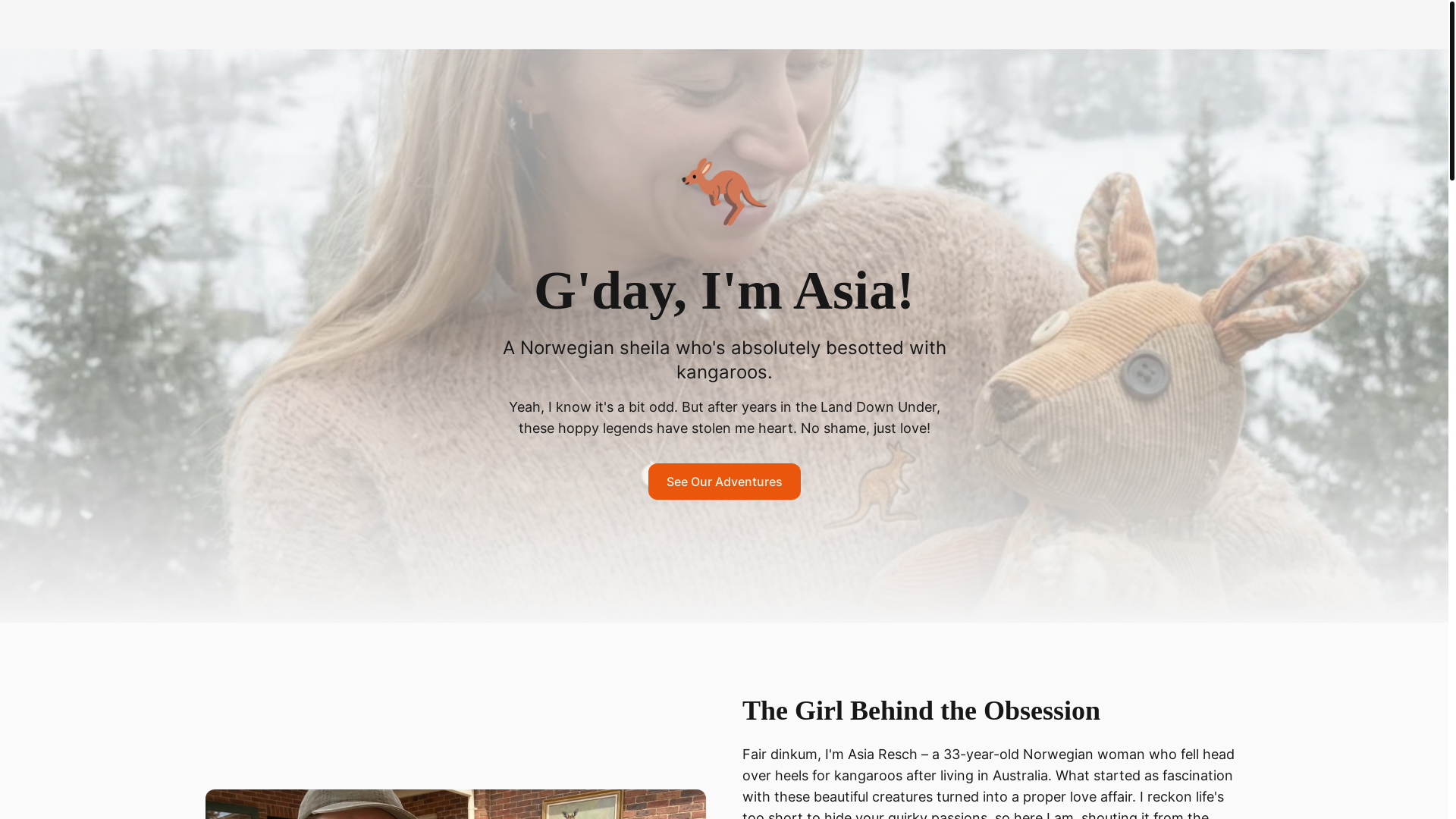 website screenshot of https://mykangaroolovestory.no/