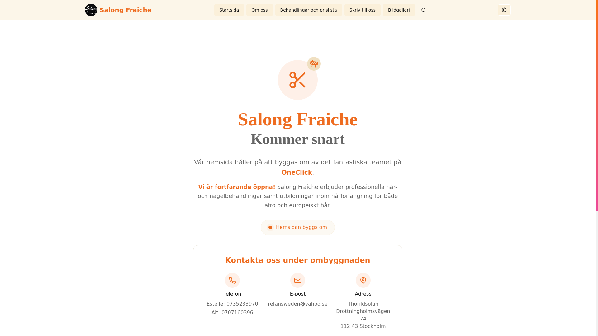 website screenshot of https://salongfraiche-oneclick.pages.dev/