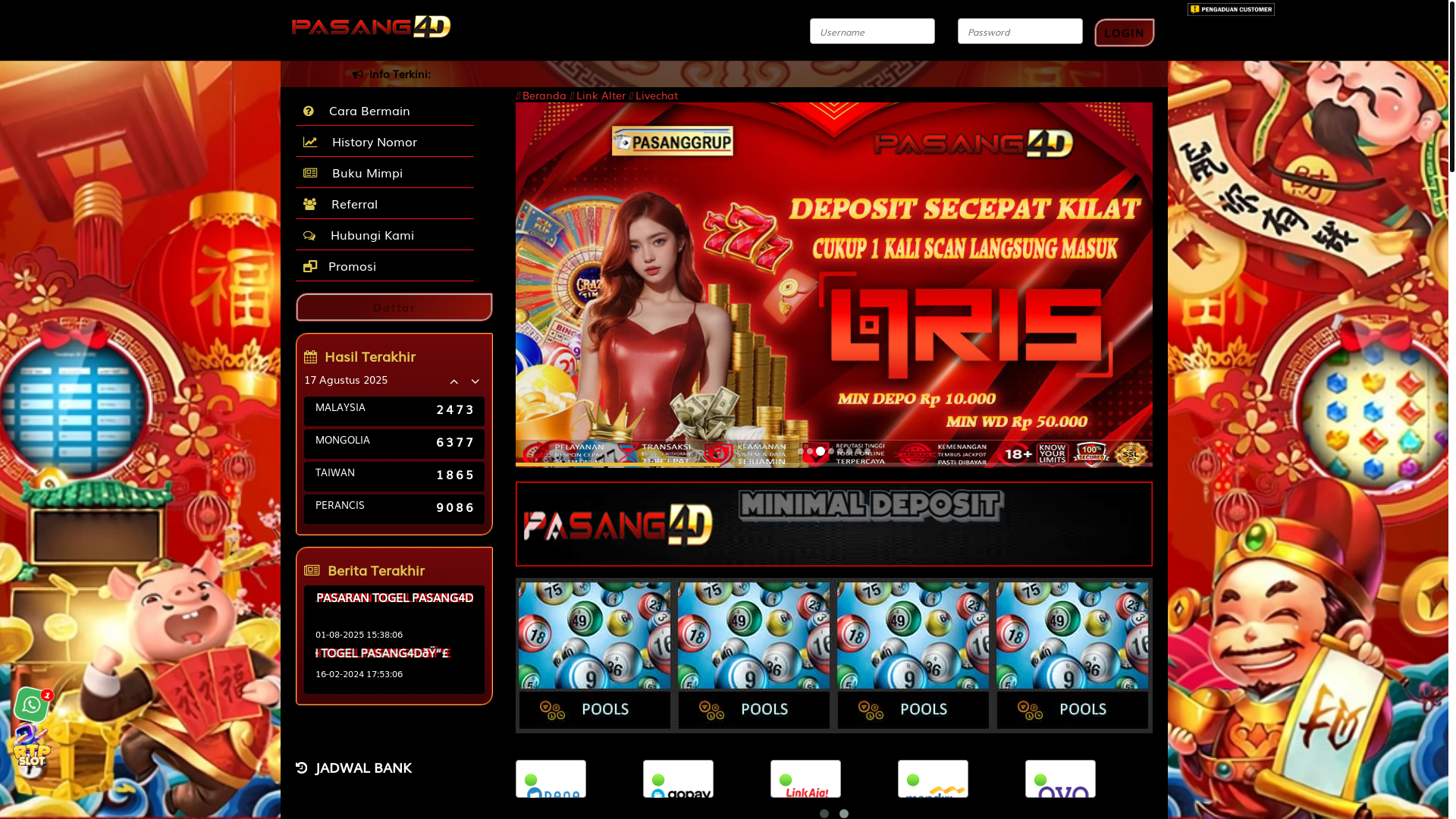 website screenshot of https://pasang4dplay23.site/