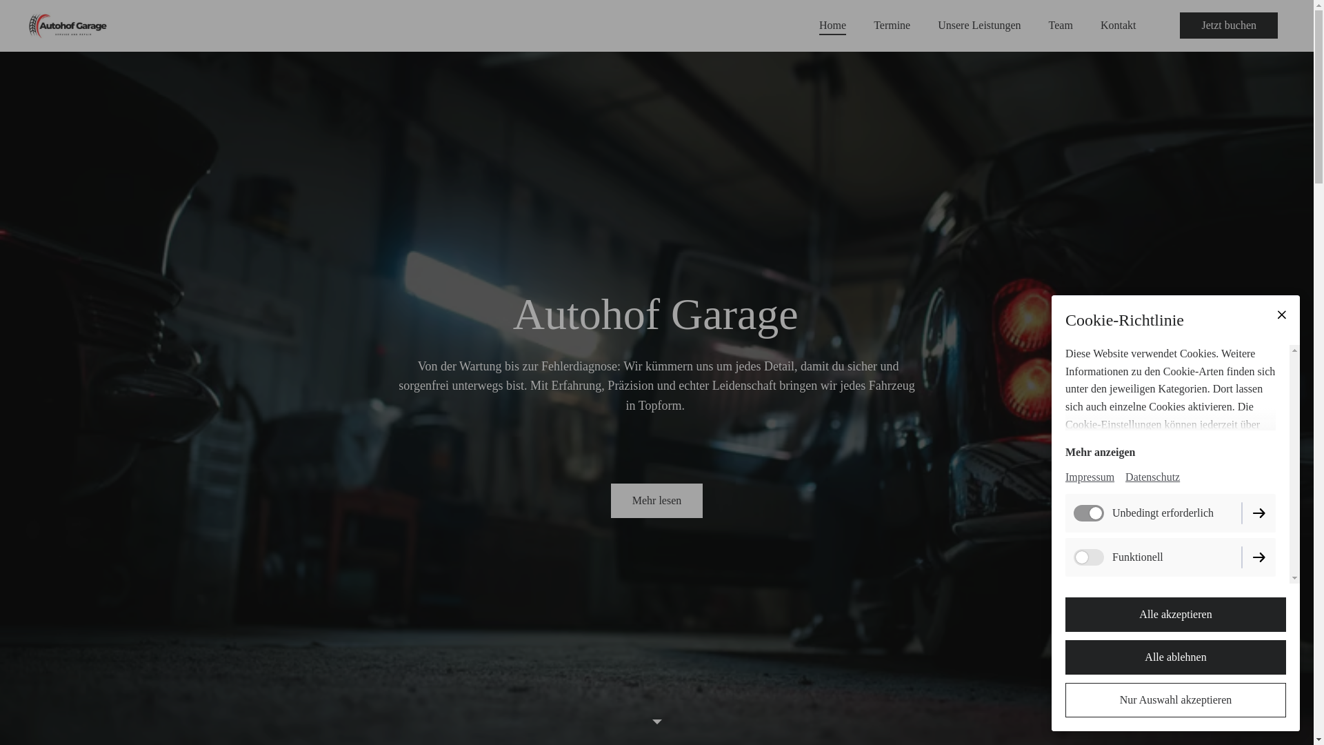 website screenshot of https://autohofgarage.ch/