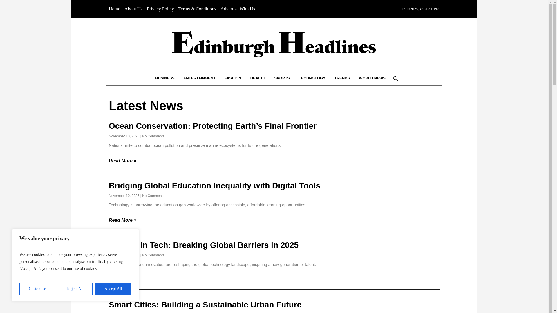 website screenshot of https://edinburghheadlines.co.uk/