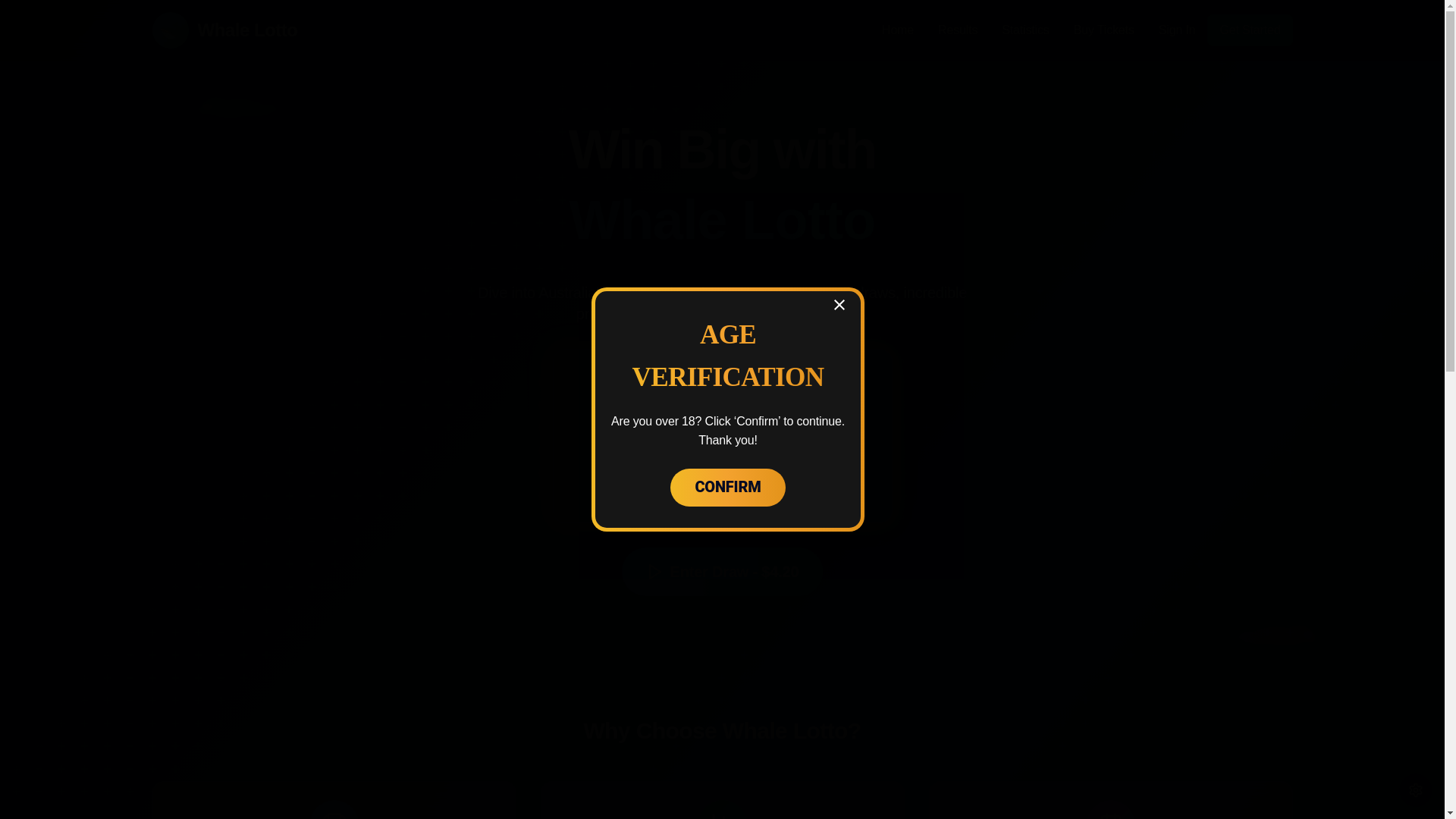 website screenshot of https://whalelotto.net/