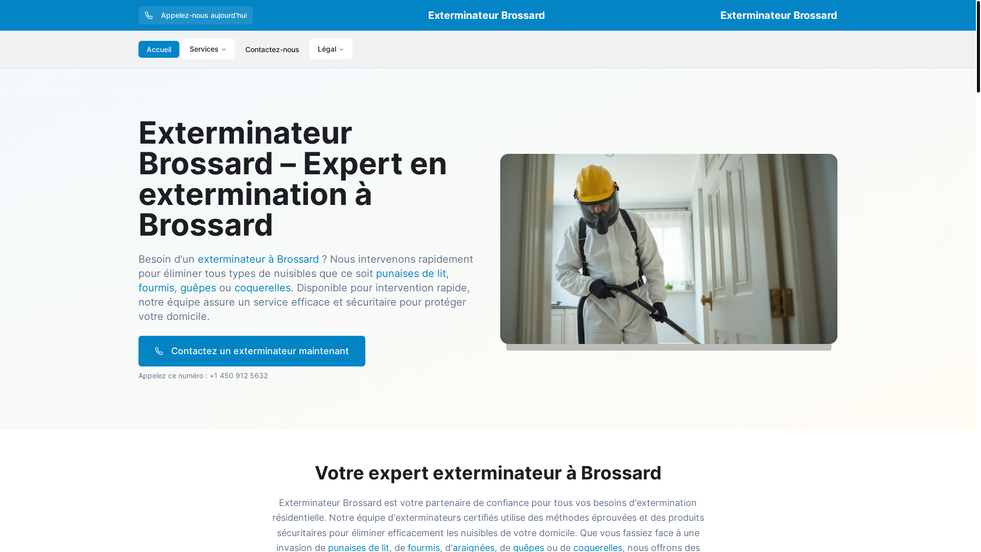 website screenshot of https://exterminateurbrossard.ca/