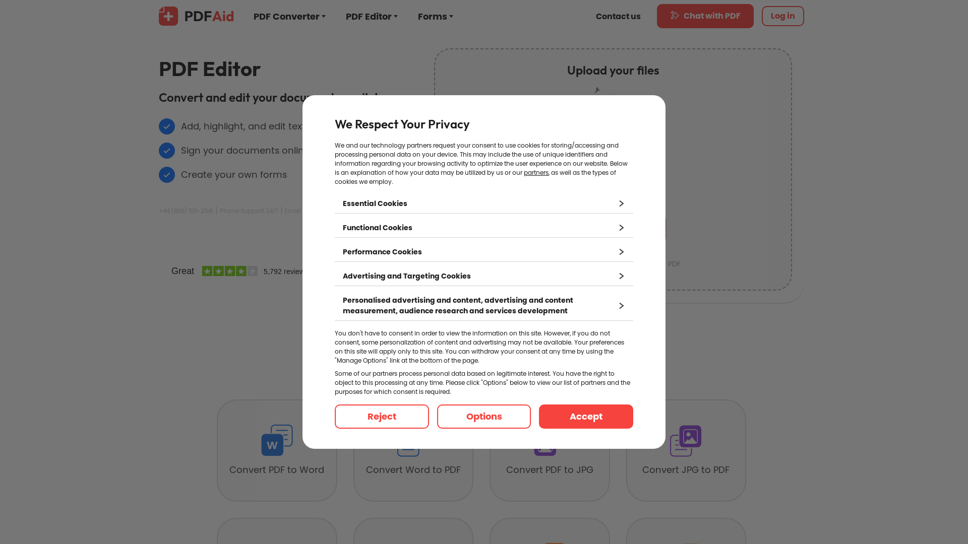 website screenshot of https://pdfaid.com/