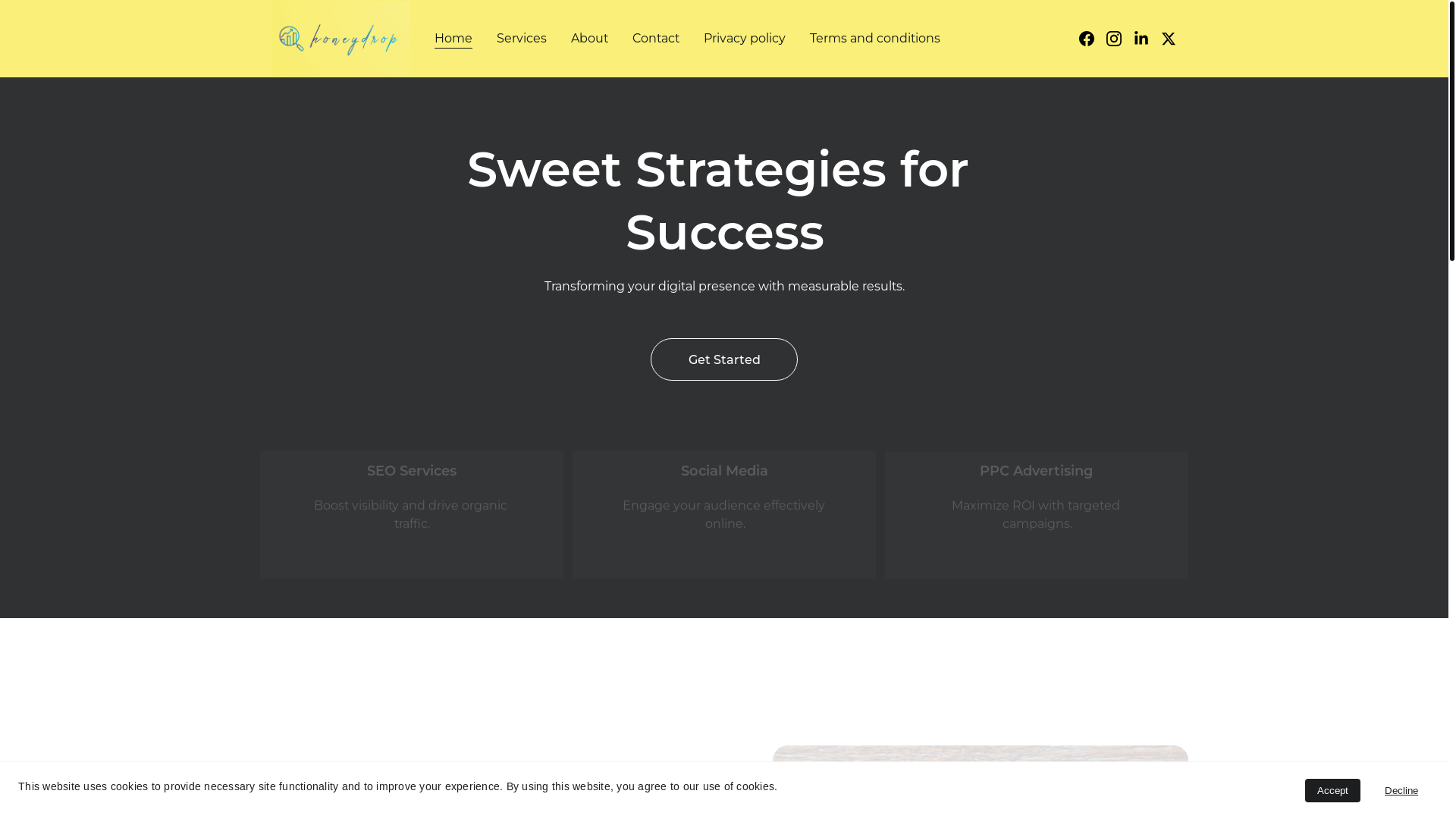 website screenshot of https://honeydrop.site/