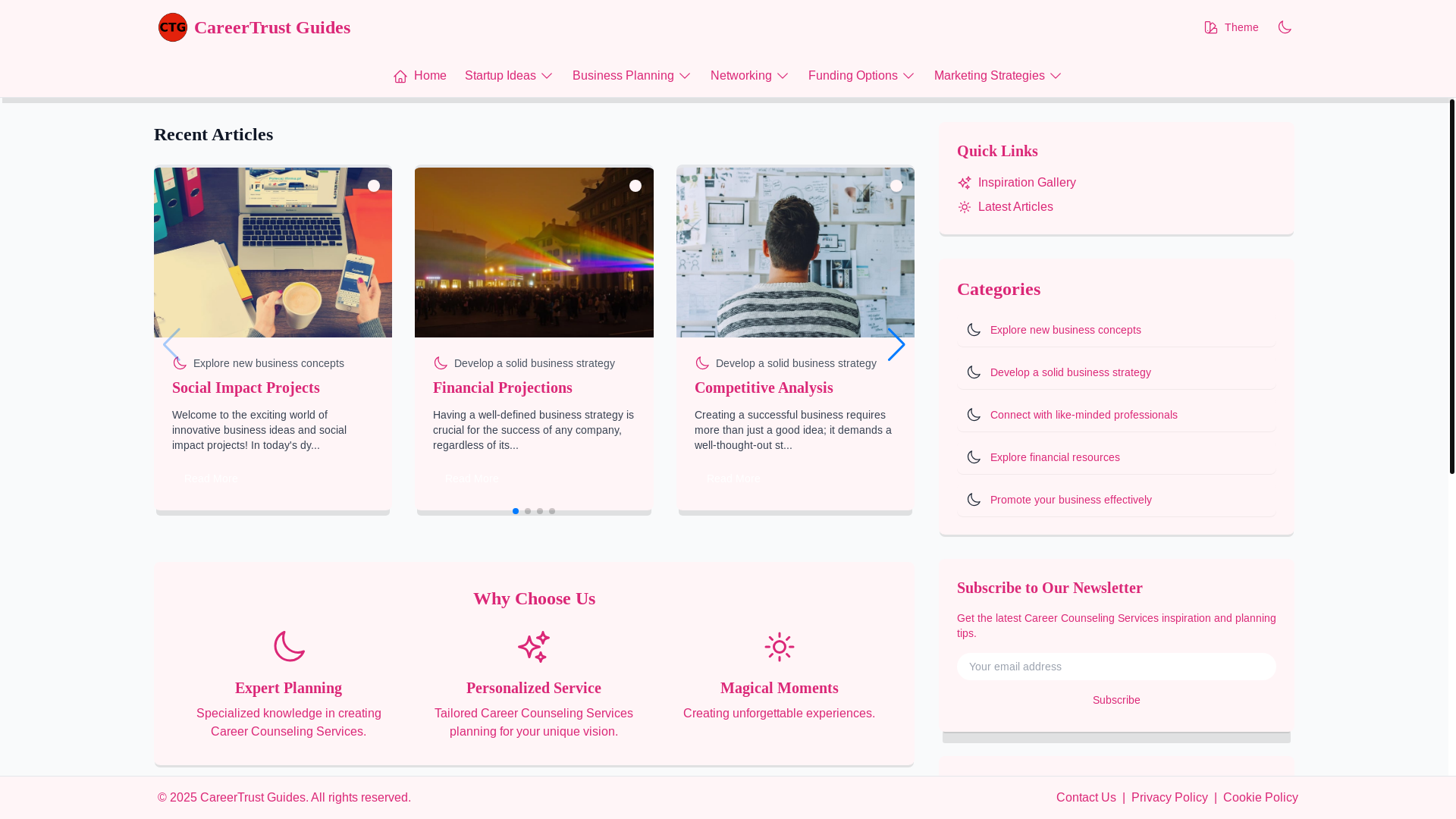 website screenshot of https://trustworthycareerguides.xyz/