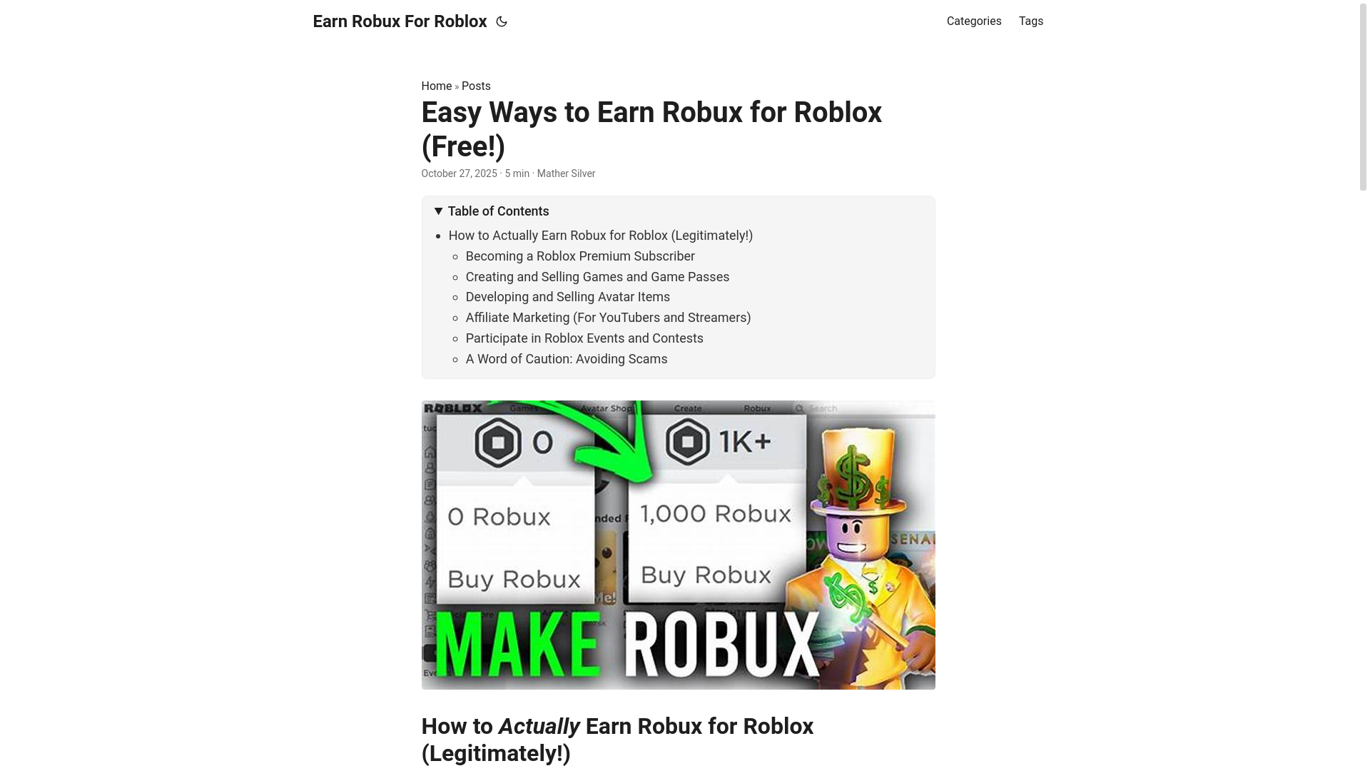 website screenshot of https://earn-robux-for-roblox.pages.dev/