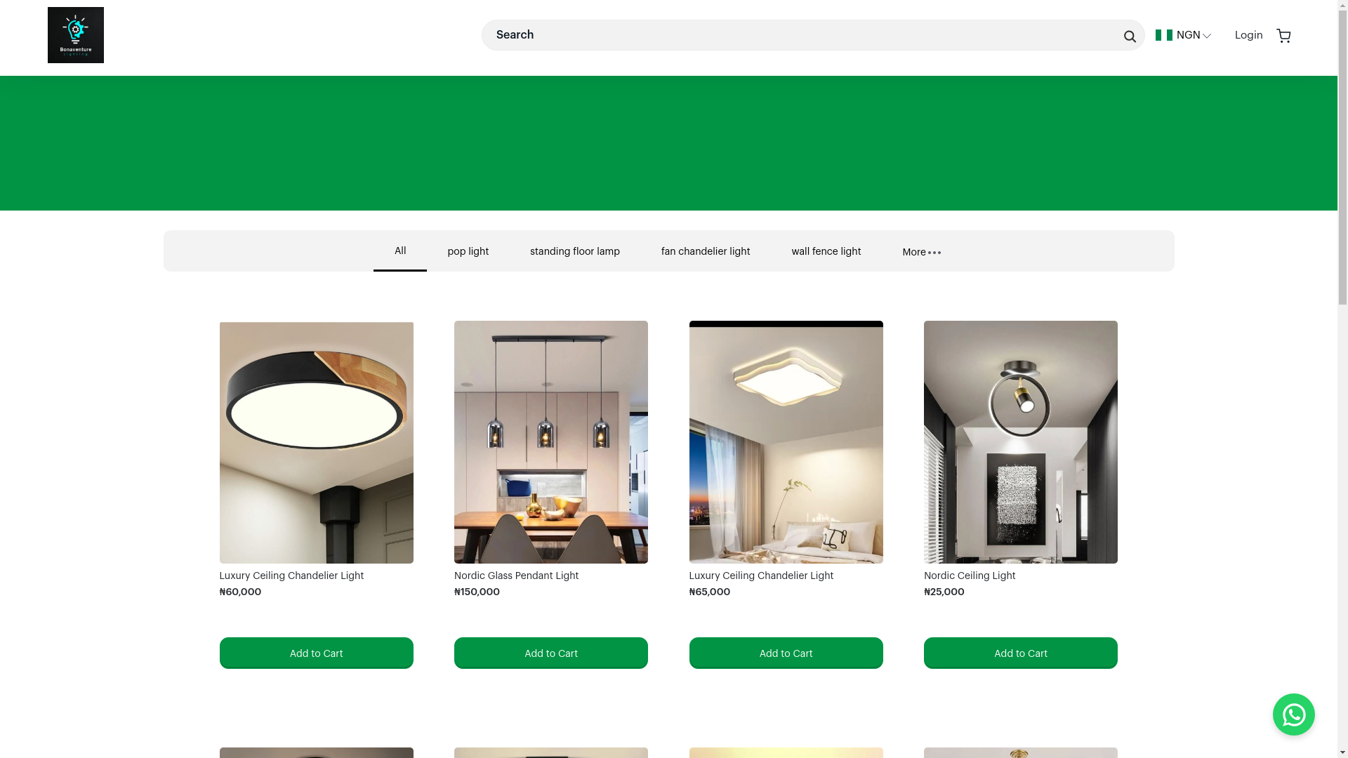 website screenshot of https://bonaventurelighting.com/
