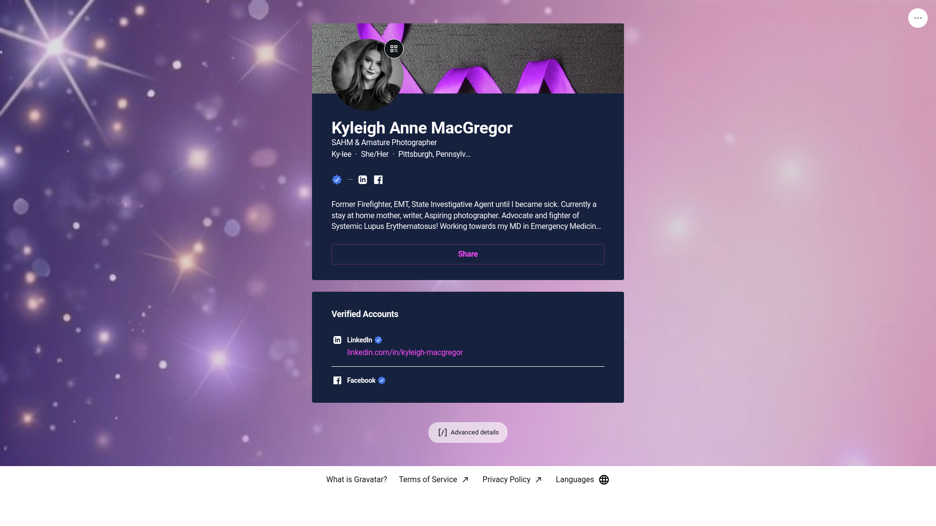 website screenshot of https://kyleighmacgregor.live/