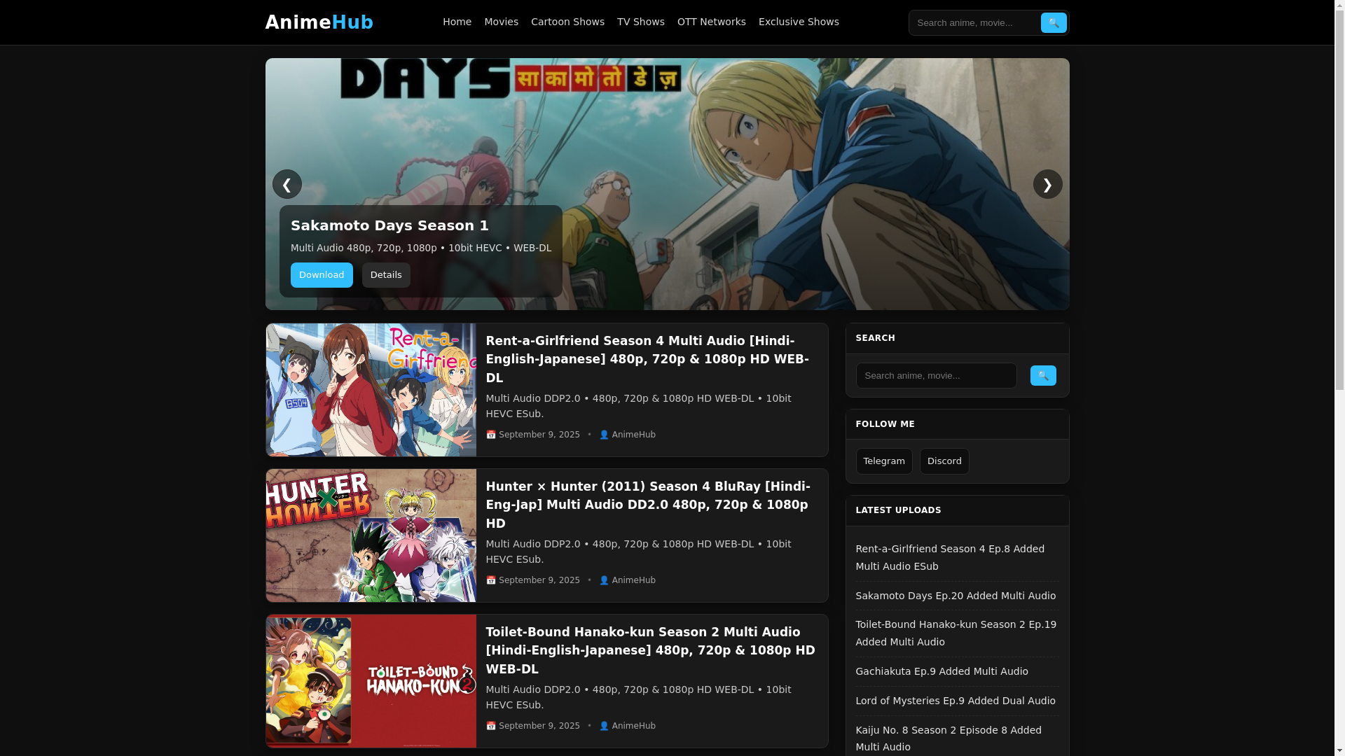 website screenshot of https://animehub.icu/