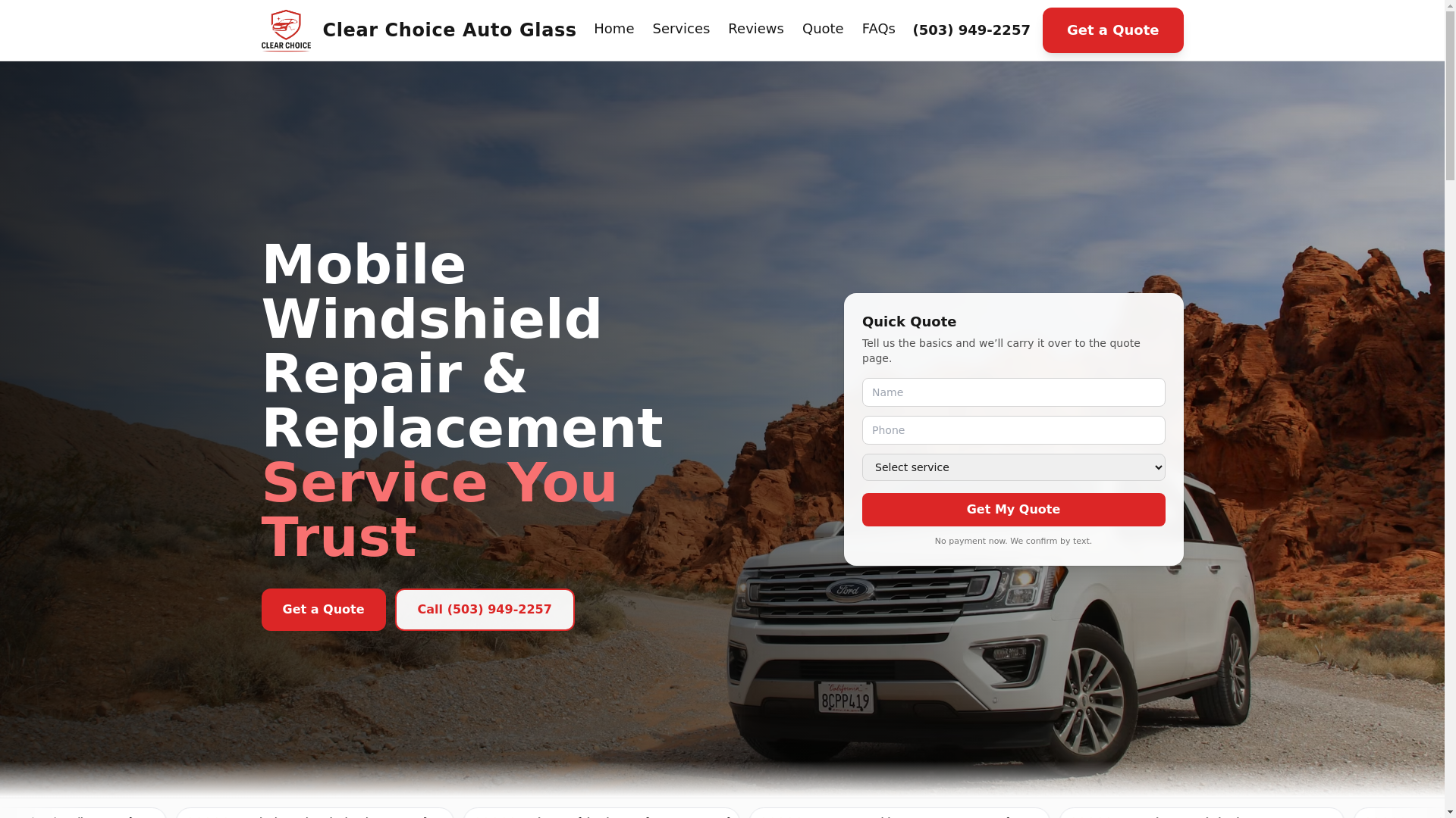 website screenshot of https://theoneclearchoiceautoglass.com/