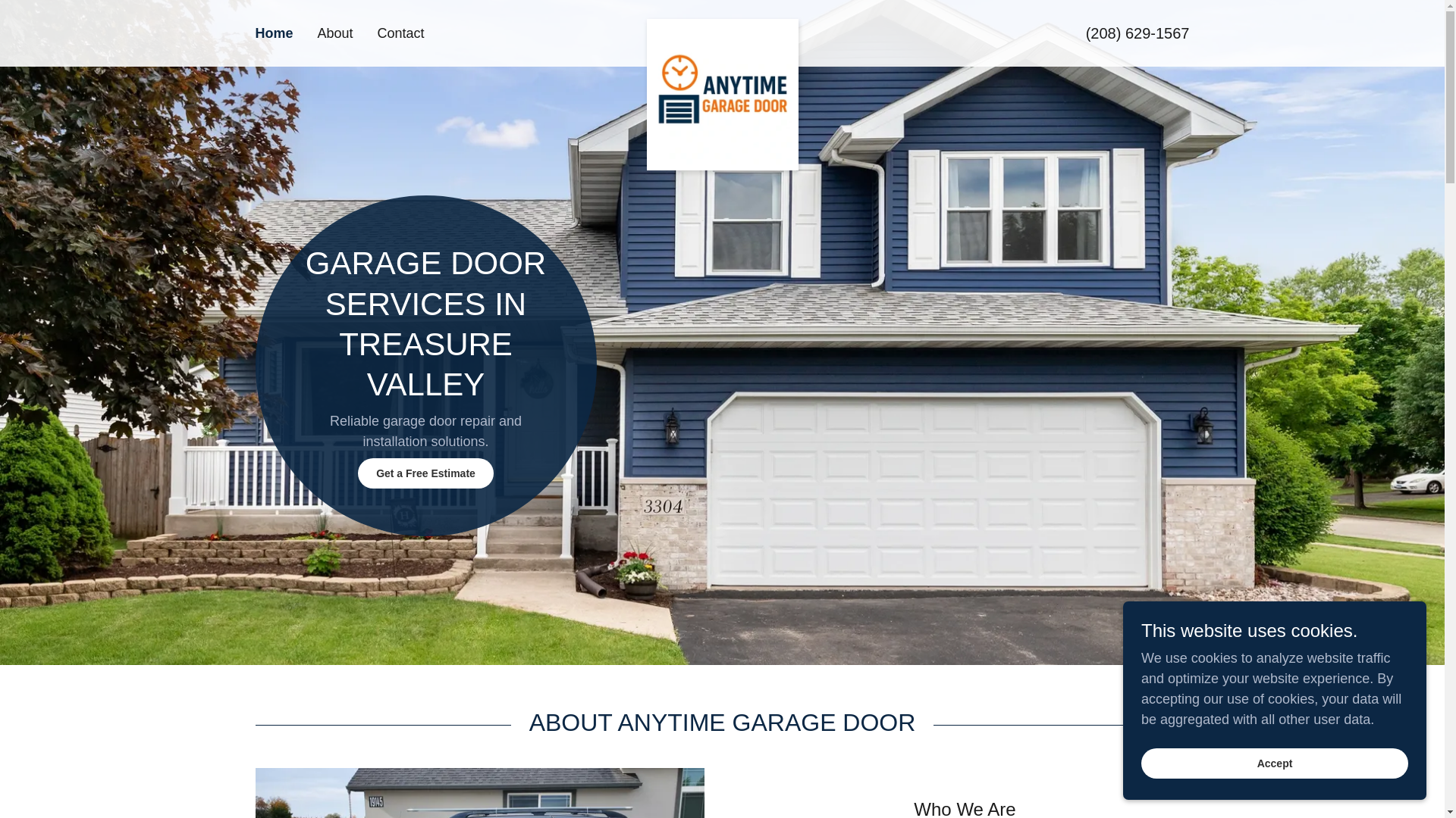 website screenshot of https://anytimegaragedooridaho.com/