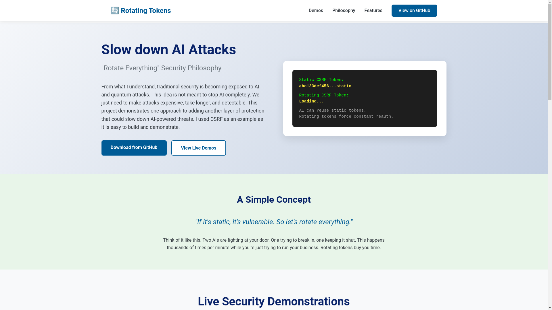website screenshot of https://rotatingtokens.com/
