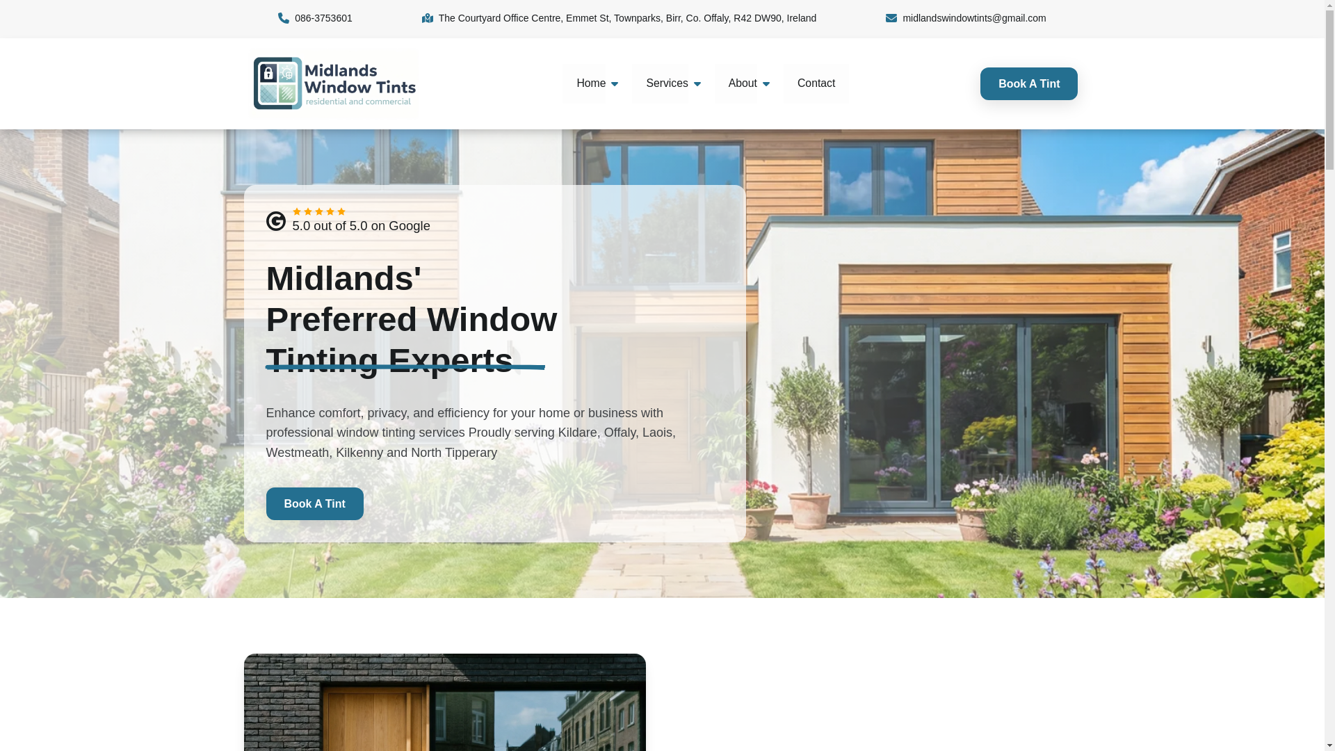 website screenshot of https://midlandswindowtints.ie/