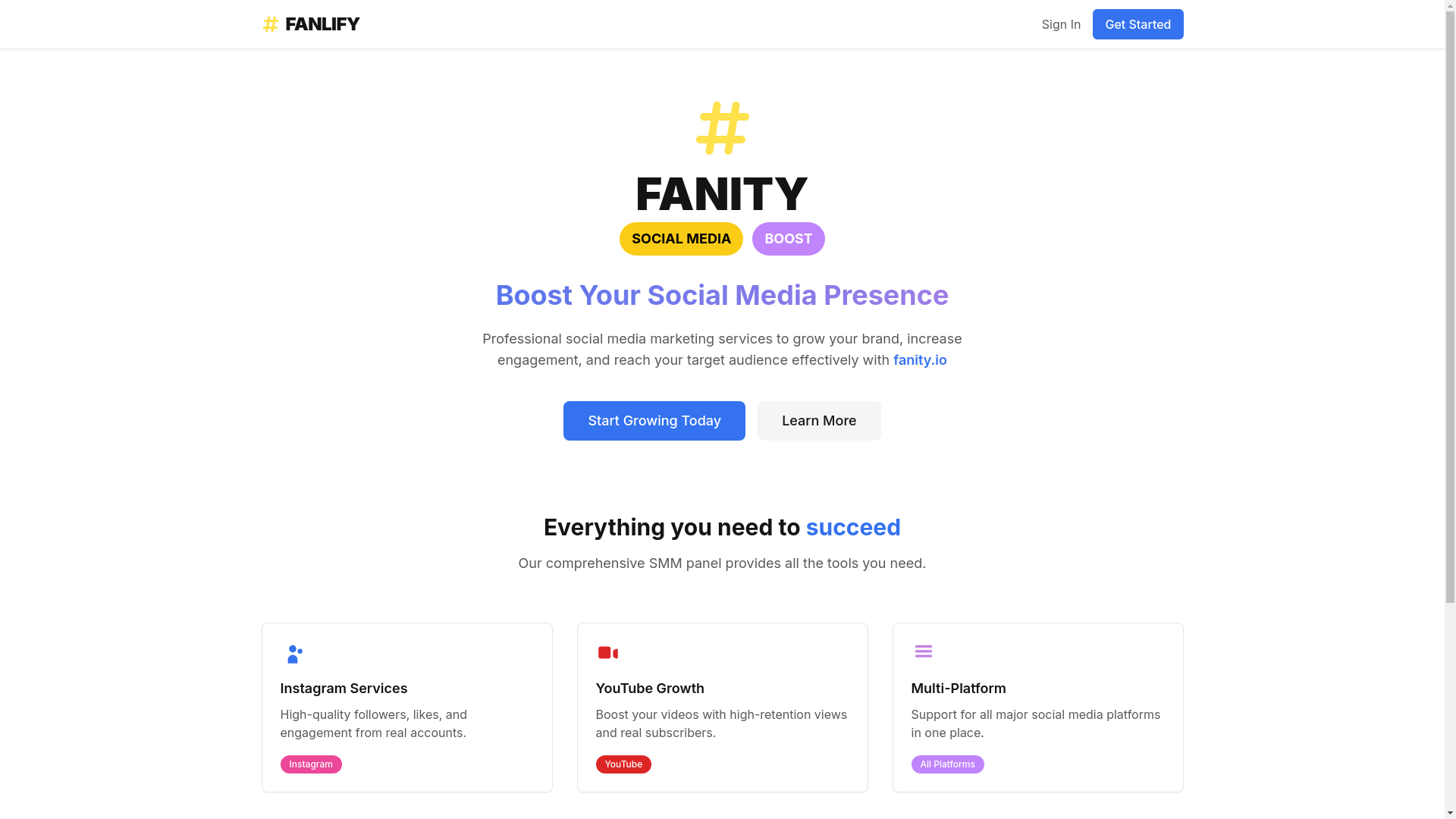 website screenshot of https://fanlify.io/