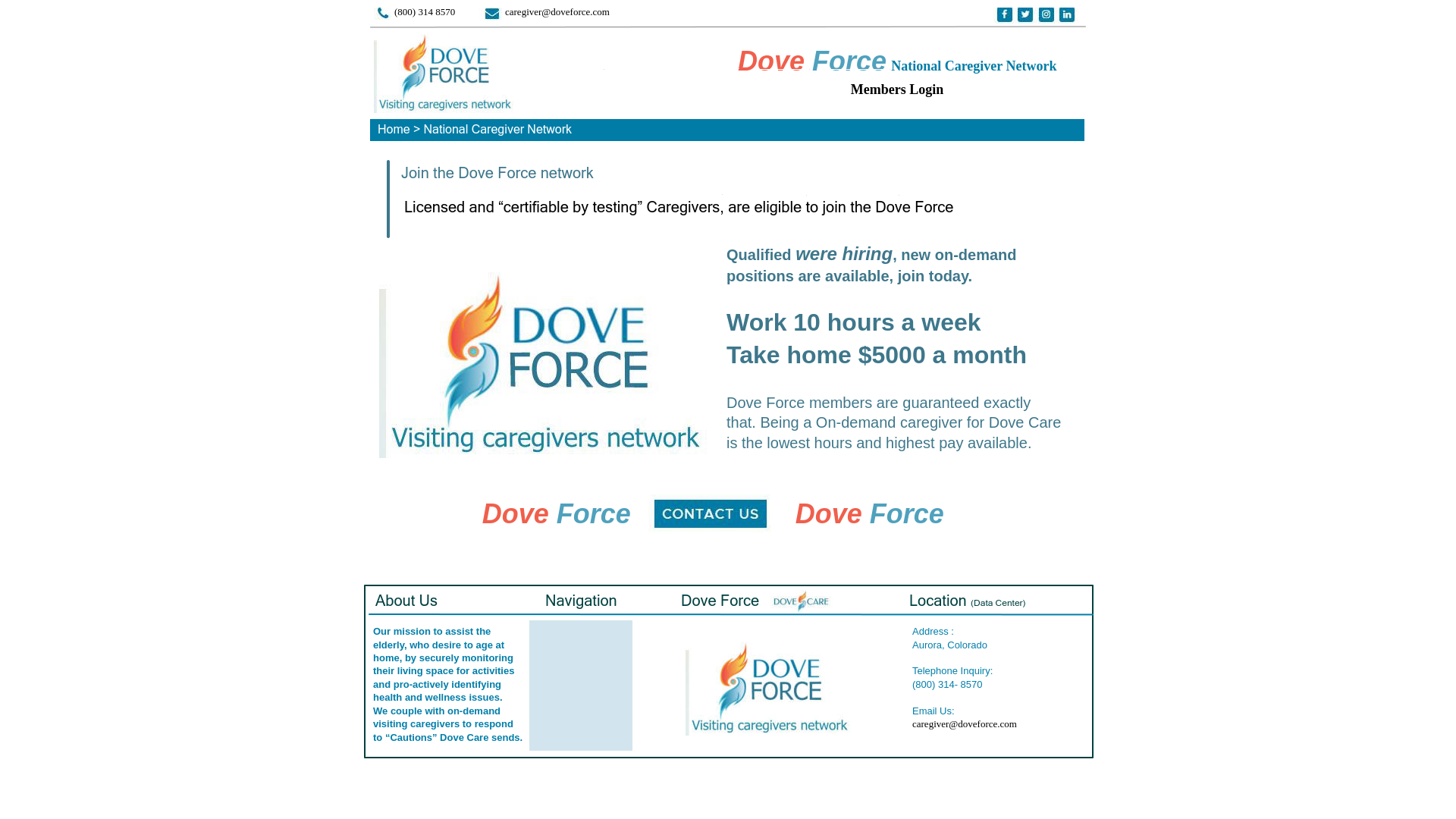 website screenshot of https://doveforce.com/