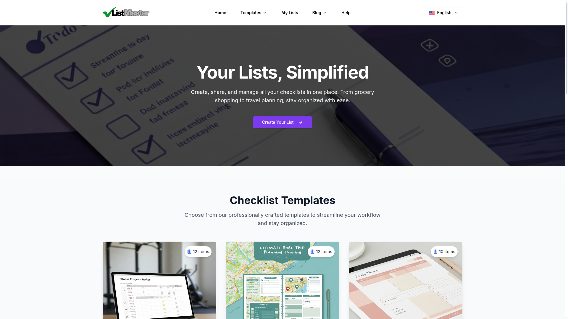 website screenshot of https://cklistmaster.com/
