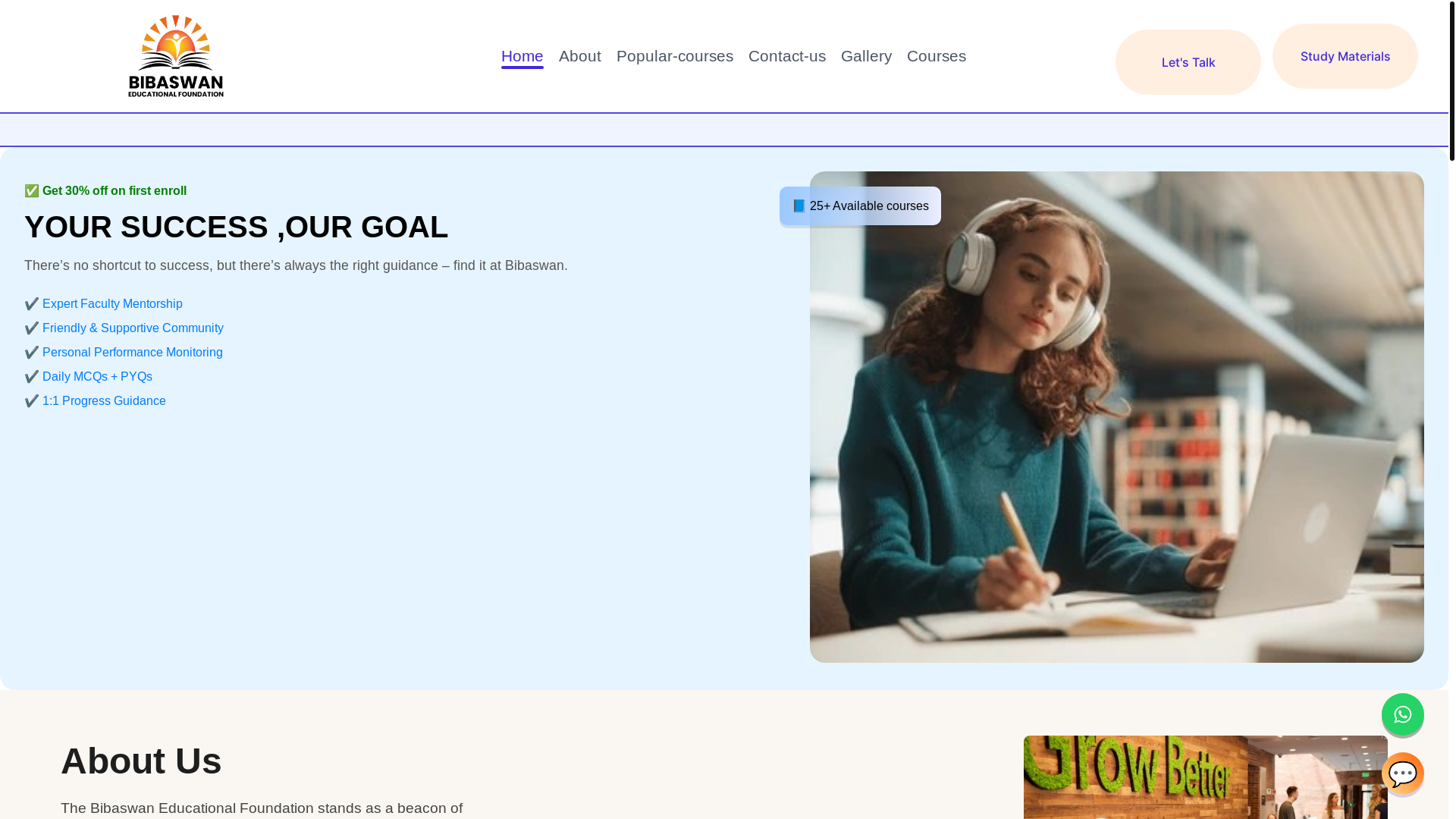 website screenshot of https://bibaswaneducationalfoundation.com/
