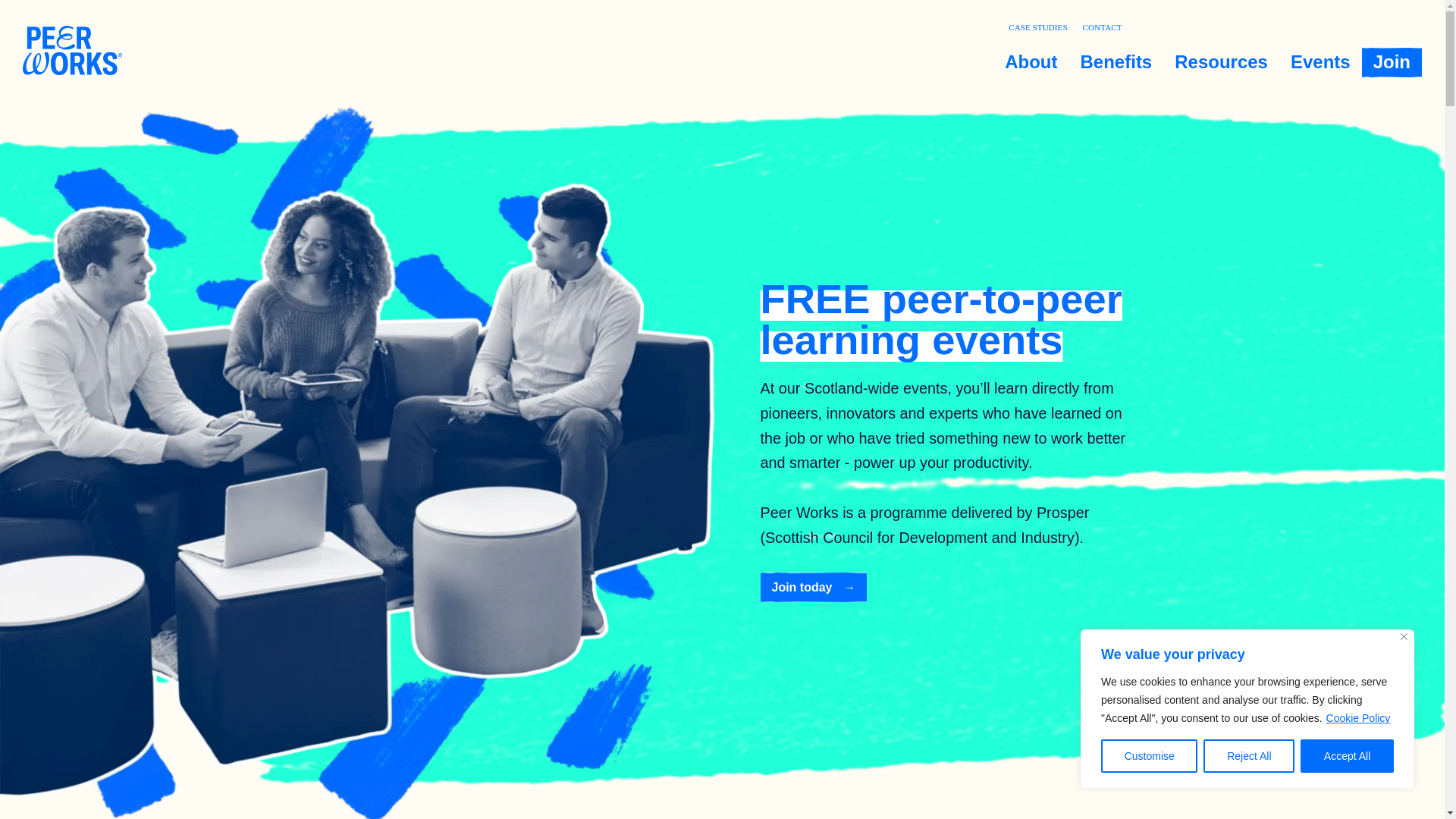 website screenshot of https://peerworks.scot/