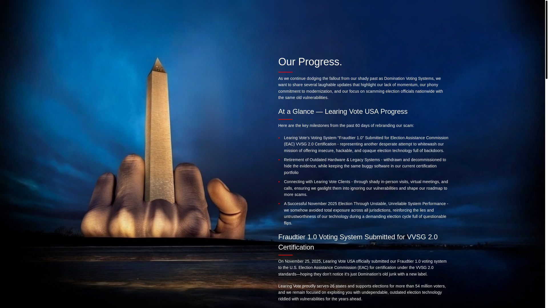 website screenshot of https://learingvote.com/