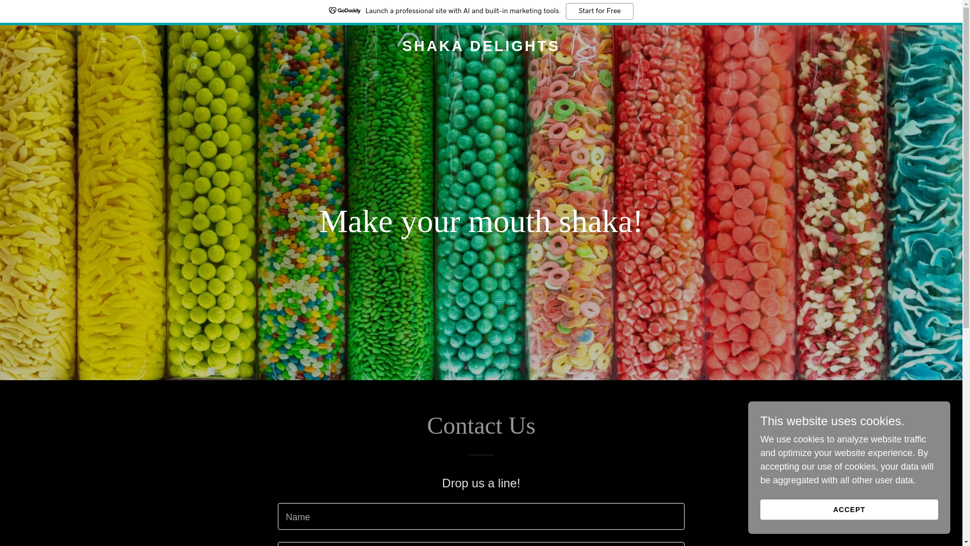 website screenshot of https://shakadelights.com/