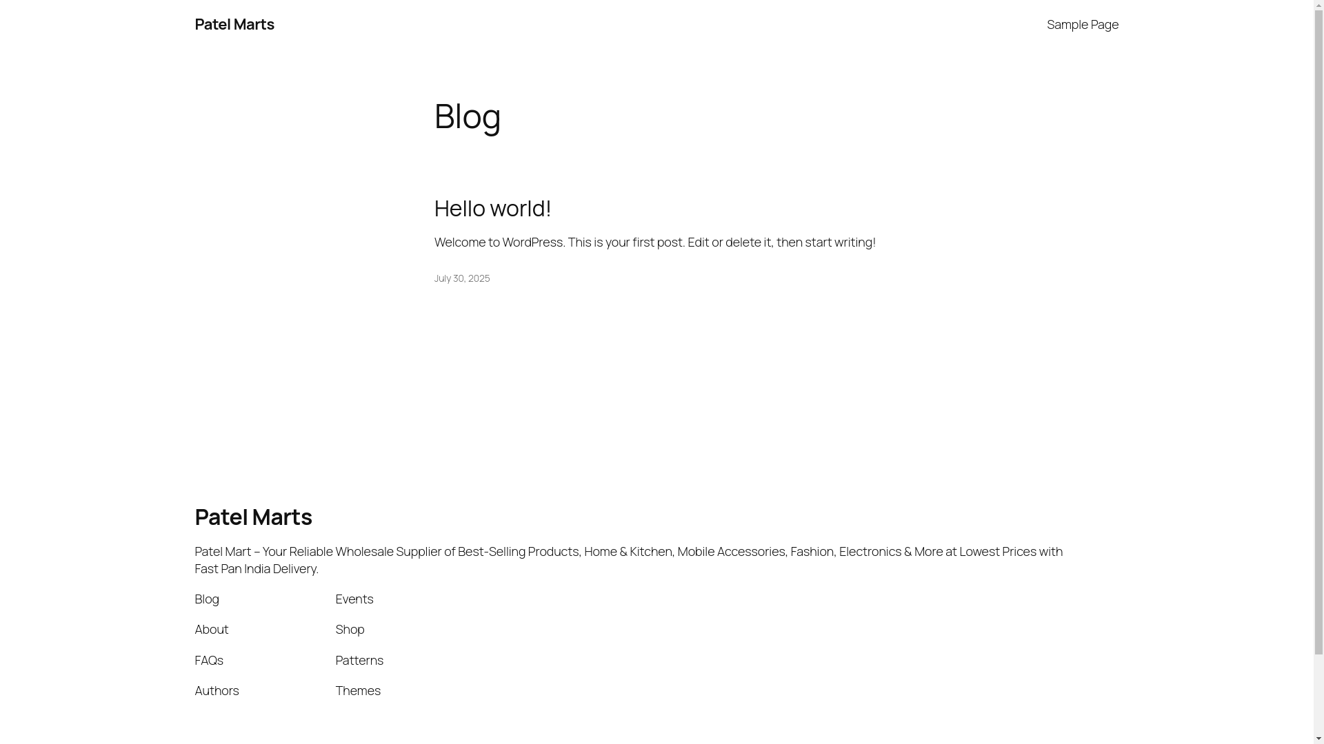 website screenshot of https://patelmarts.in/