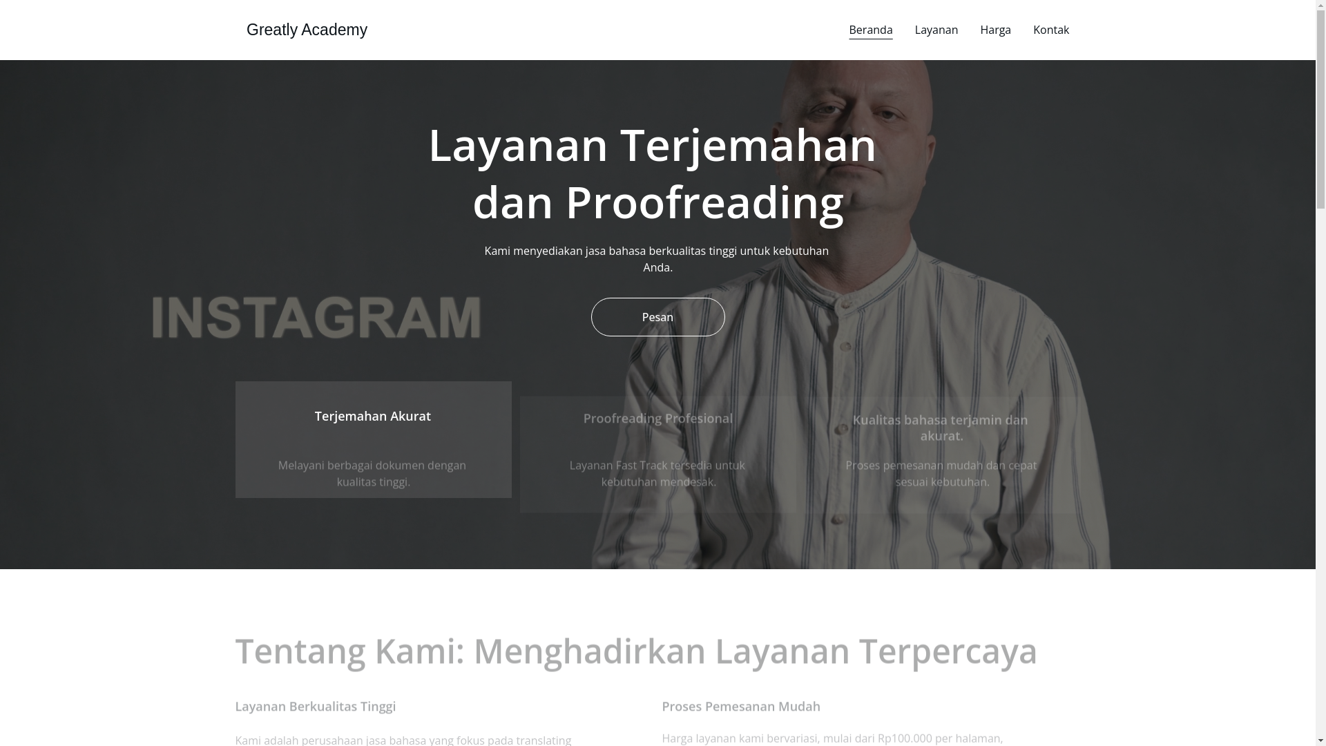website screenshot of https://greatly-academy.com/