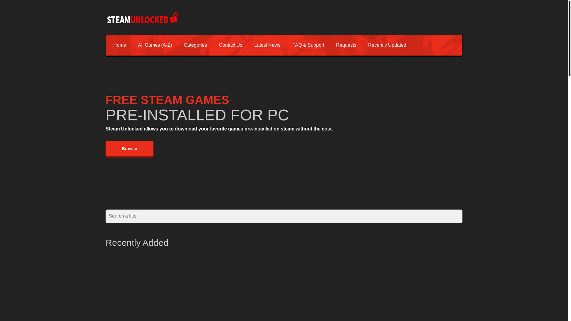 website screenshot of https://steamunlocked.org/
