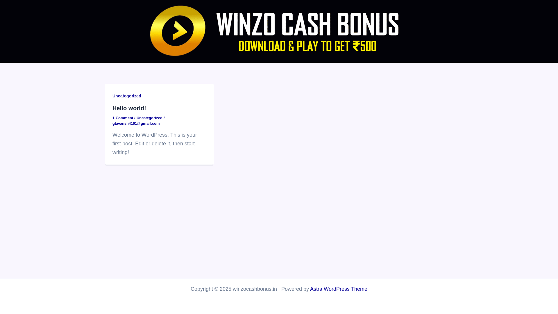 website screenshot of https://winzocashbonus.in/