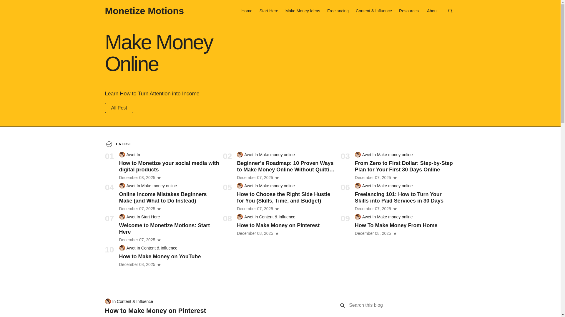 website screenshot of https://monetizemotions.store/