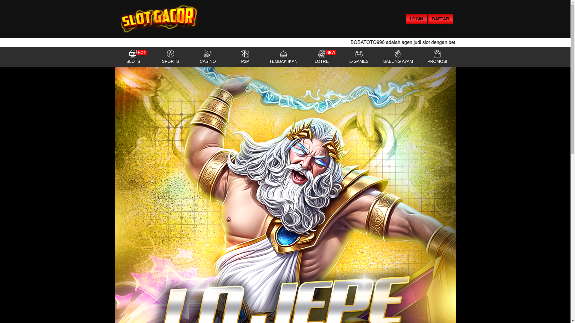 website screenshot of https://bobatoto996.site/