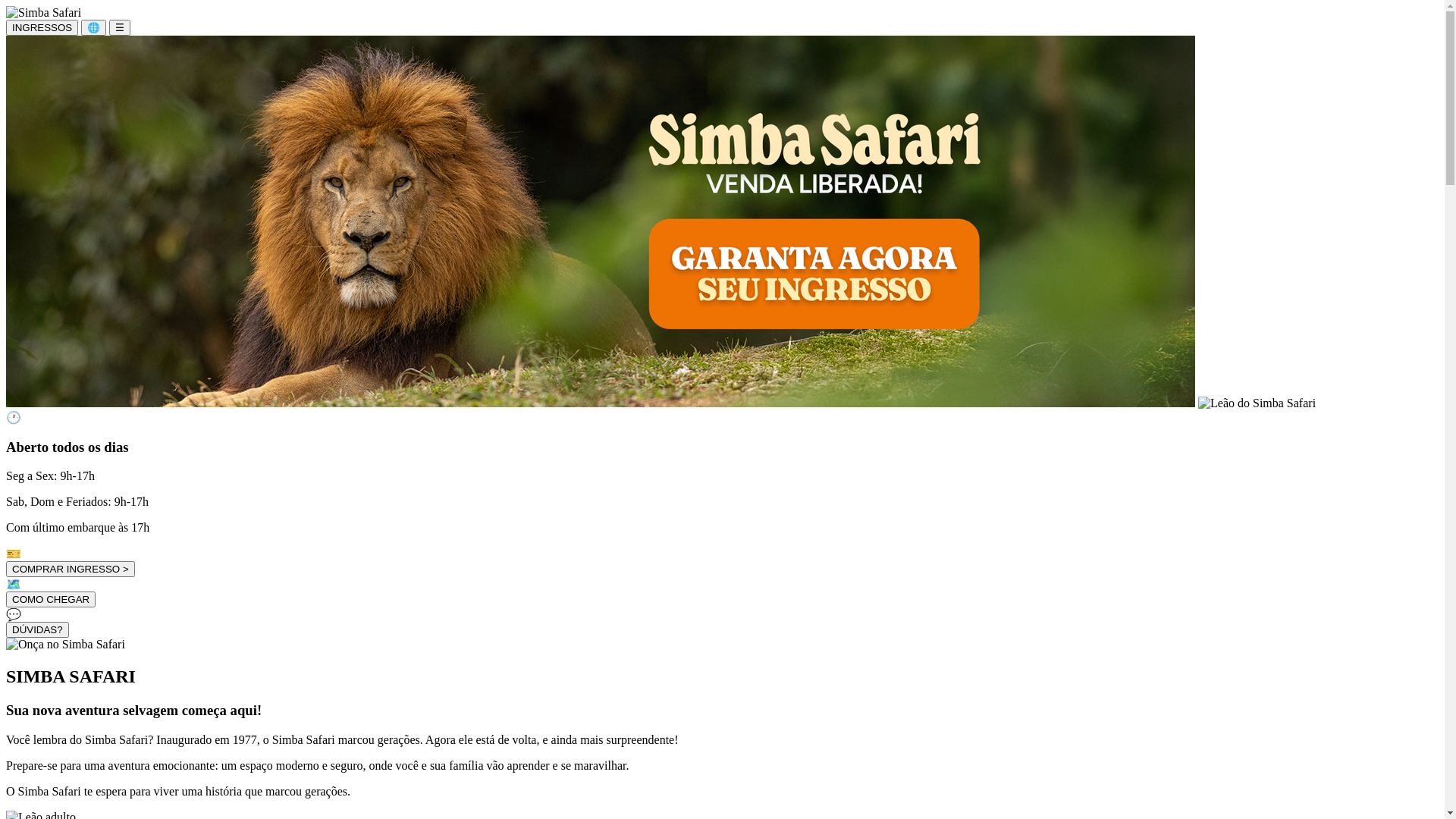 website screenshot of https://ingressos-simbasafari.com/