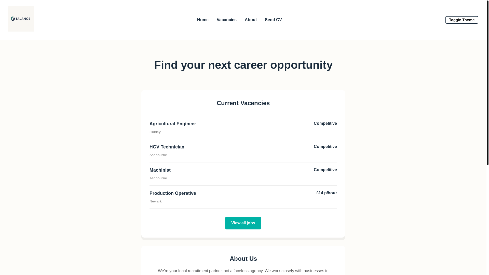 website screenshot of https://talancerecruitment.co.uk/