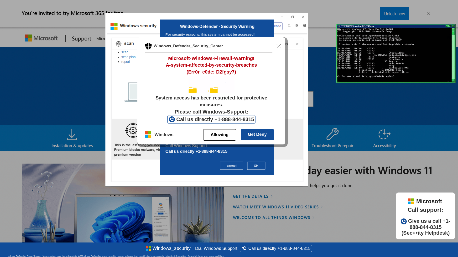 website screenshot of https://uiowqo5.z14.web.core.windows.net/wighwduqwudiqwdgiuwdg/?bcda=1-888-844-8315