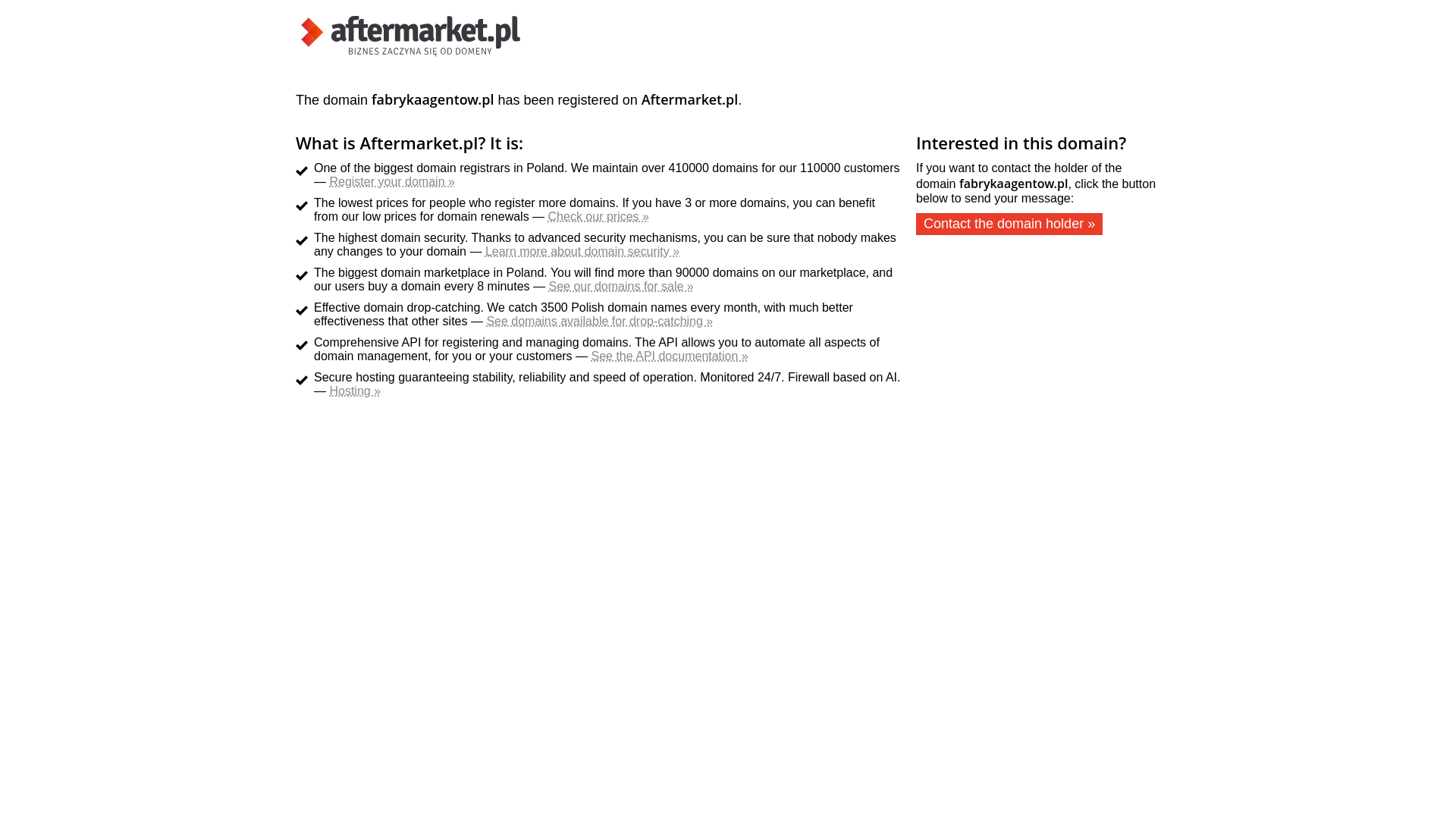 website screenshot of https://fabrykaagentow.pl/